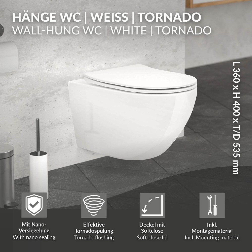 LuxeBath Tiefspül-WC Spülrandloses Hänge WC aus günstig online kaufen
