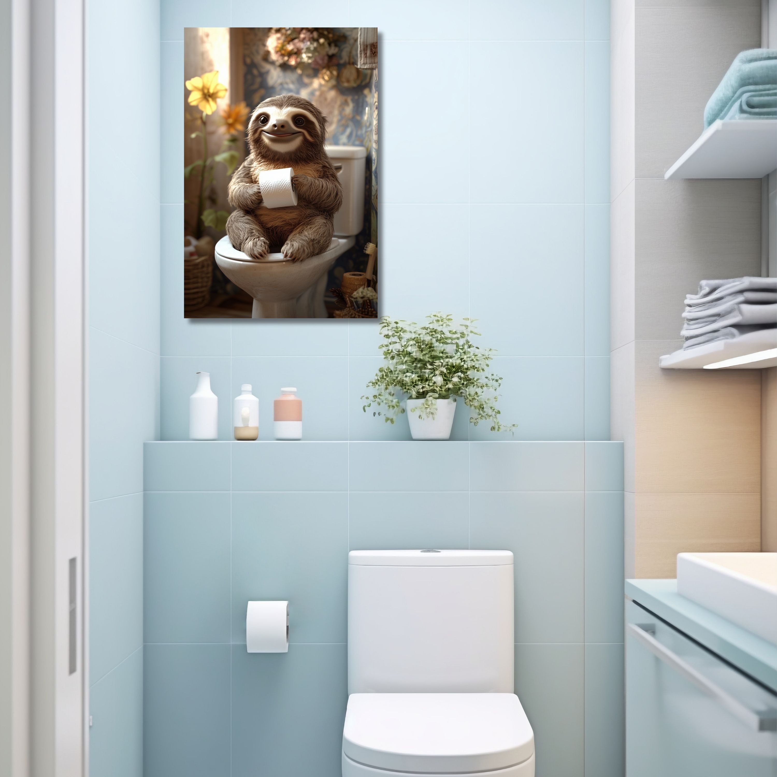 DARO Design Leinwandbild Modern Abstrakt Wandbilder XXL Wandbild Wand Deko Leinwand Bilder, (Faultier - Bild groß Wohnzimmer Schlafzimmer Küche Esszimmer Eintei – Bild 5 von 5