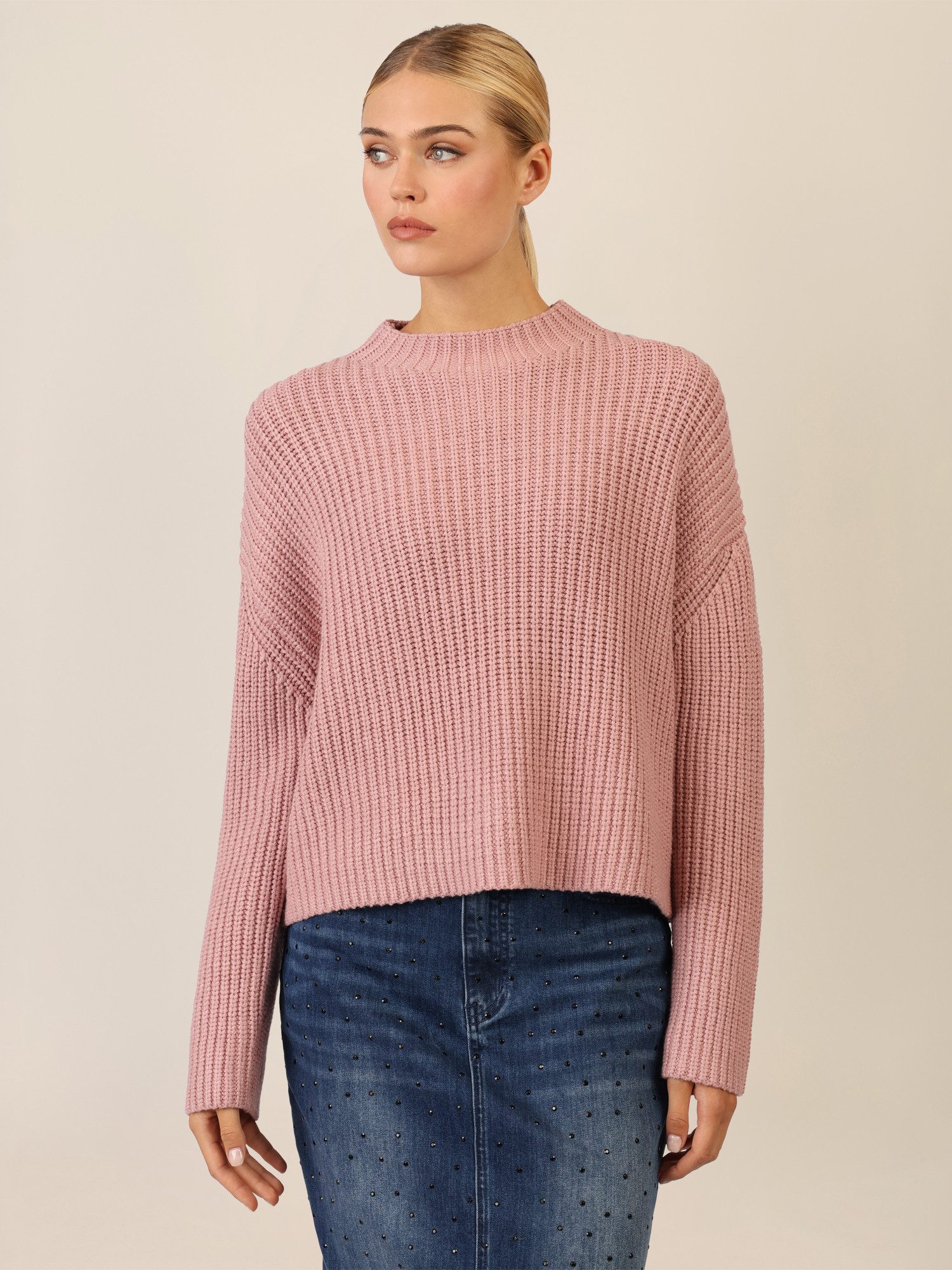Apart Stehkragenpullover mit Strukturmuster