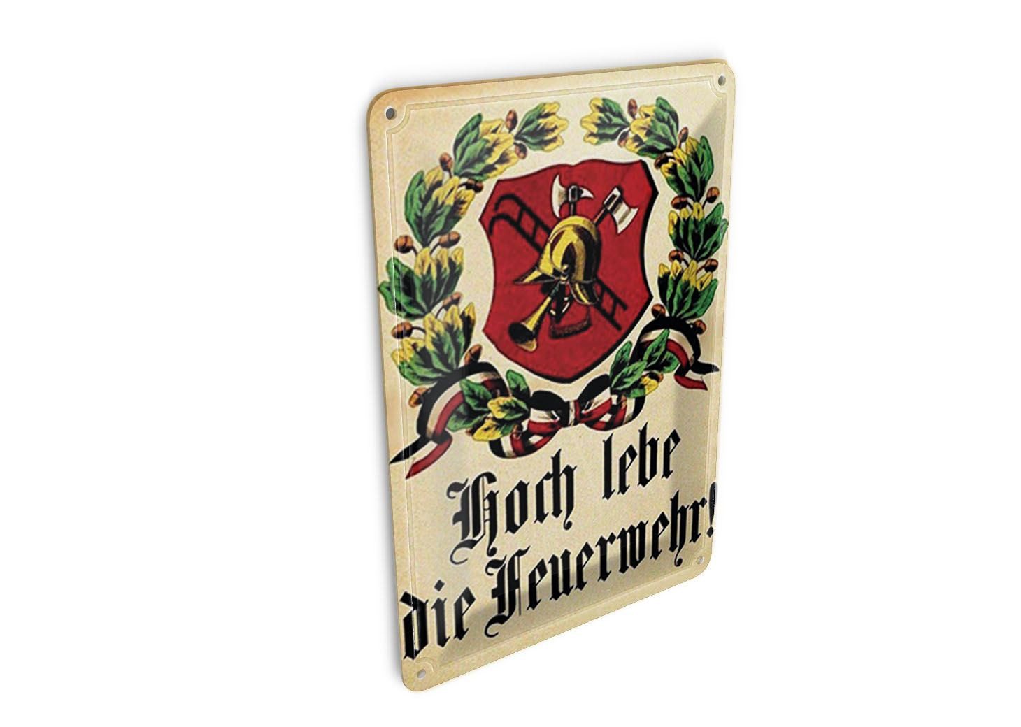 Femer GmbH Postkarte Retro 10x14 cm hoch lebe die Feuerwehr, unfrankiert