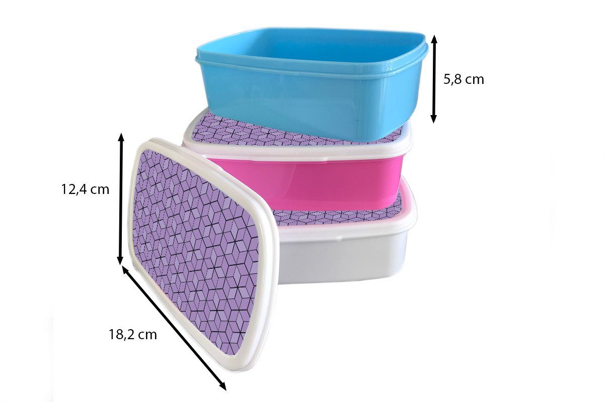 Brotbox Erwachsene, für - Blöcke, Kinder weiß und Lunchbox Kunststoff, MuchoWow - und 3D Jungs Muster (2-tlg), Mädchen Brotdose, für