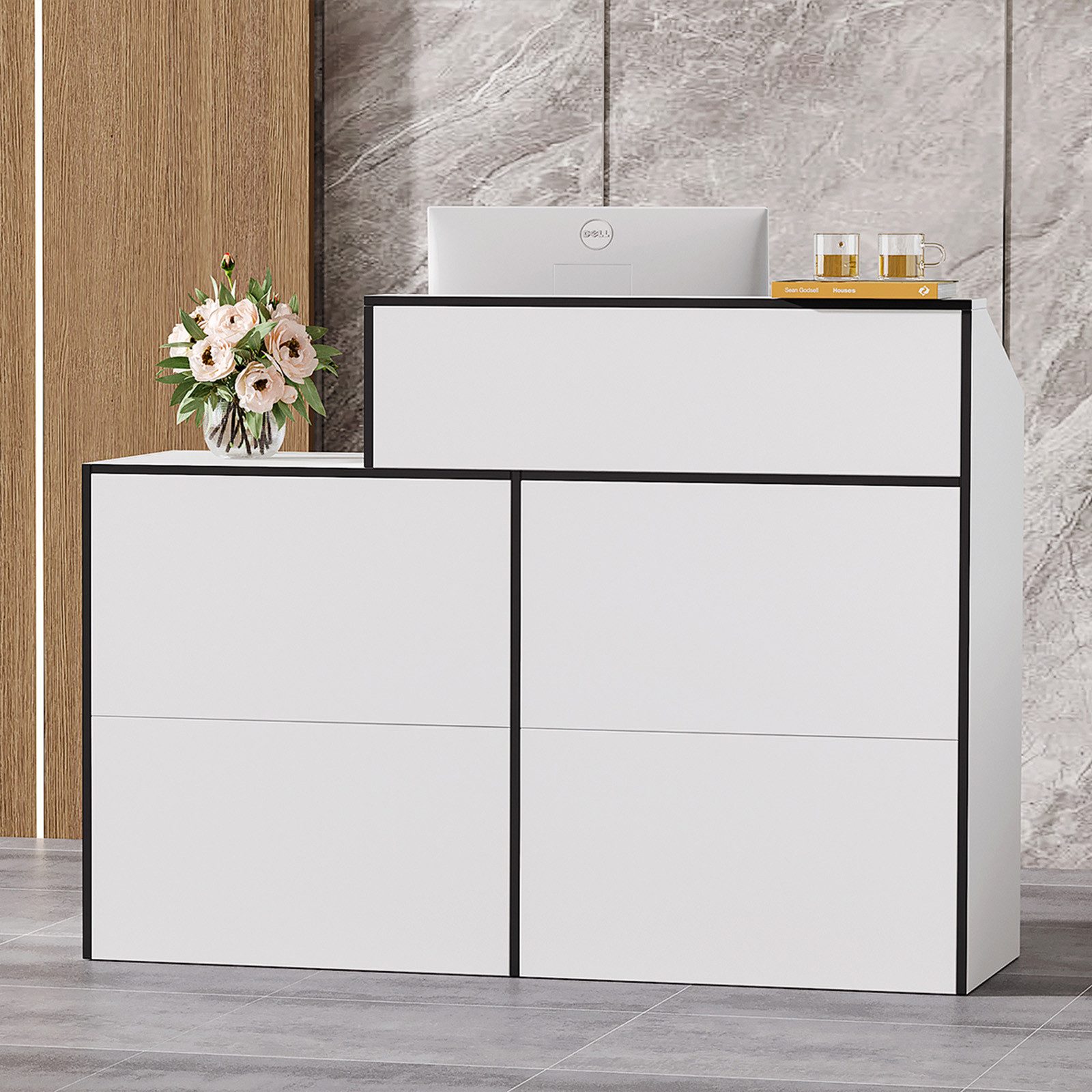 SVEYLXA Empfangstheke mit Theke, 133cm Moderner Schreibtisch für Lobby & Bü günstig online kaufen