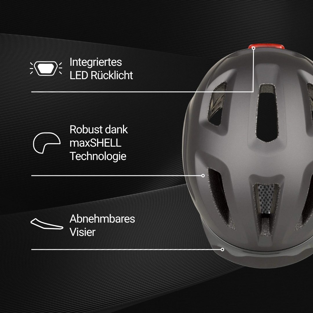 KED Fahrradhelm Pedalon E-Bike Helm, mit LED-Rücklicht und Maxshell-Technologie