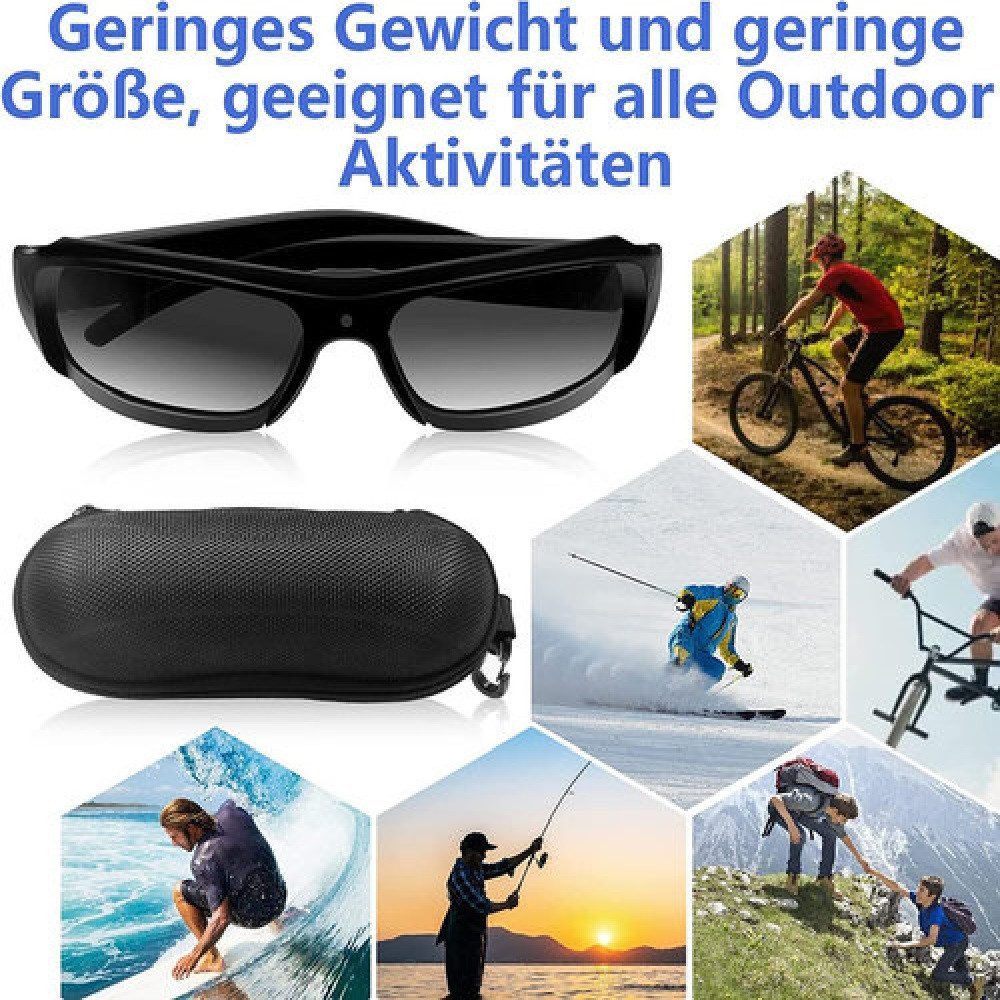 SpionProfi Überwachungskamera 32GB Sonnenbrille mit Mini Kamera Video Ton Aufnahme Urlaub Cam (Innenbereich, Außenbereich, 1-tlg., Versteckte Kamera Spycam Mini Cam geeignet für Biker, Urlaub, Outdoor)