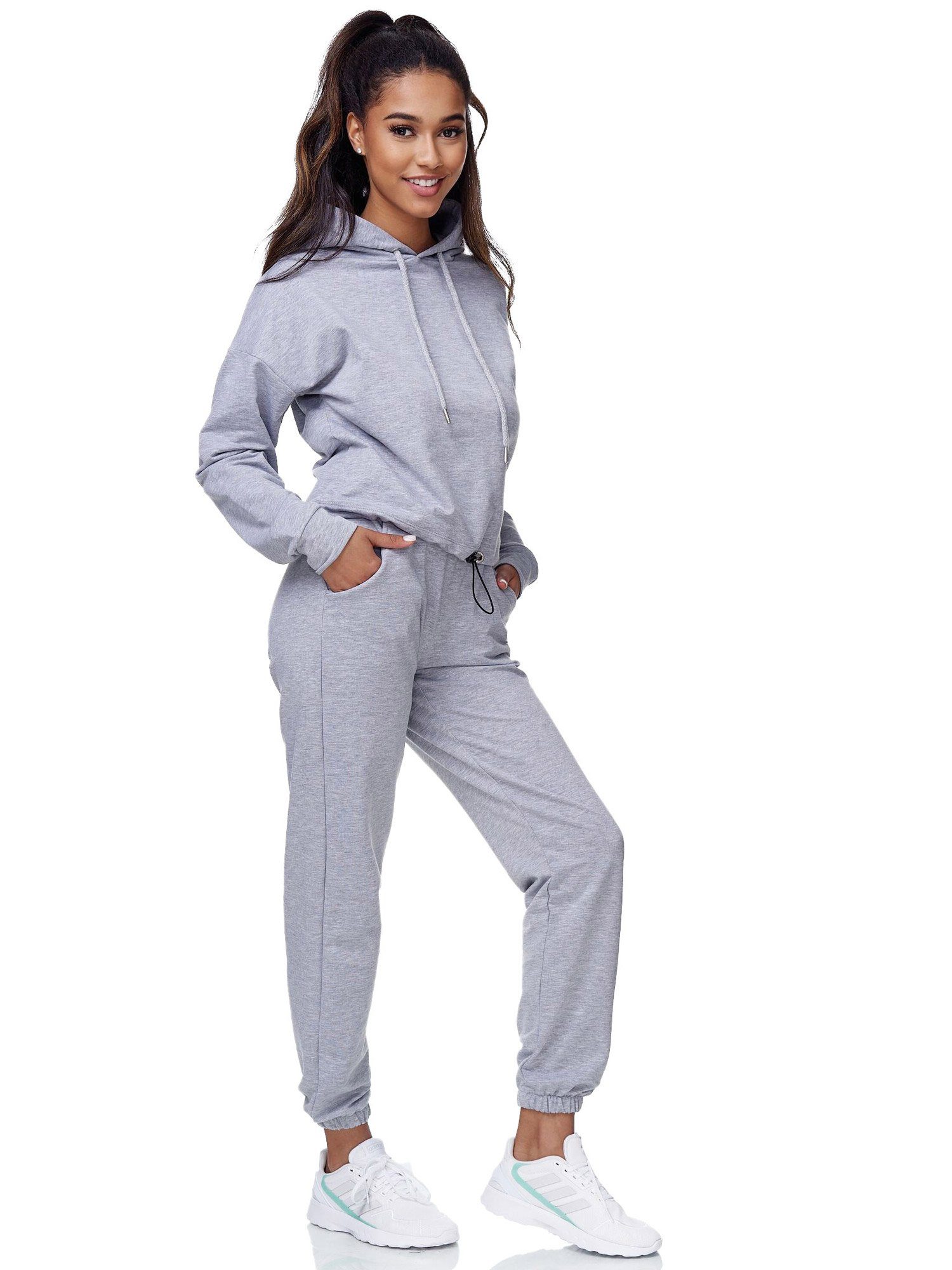 Damen Jogginganzug 2-teilig - Hoodie & Jogginghose Set Baumwolle