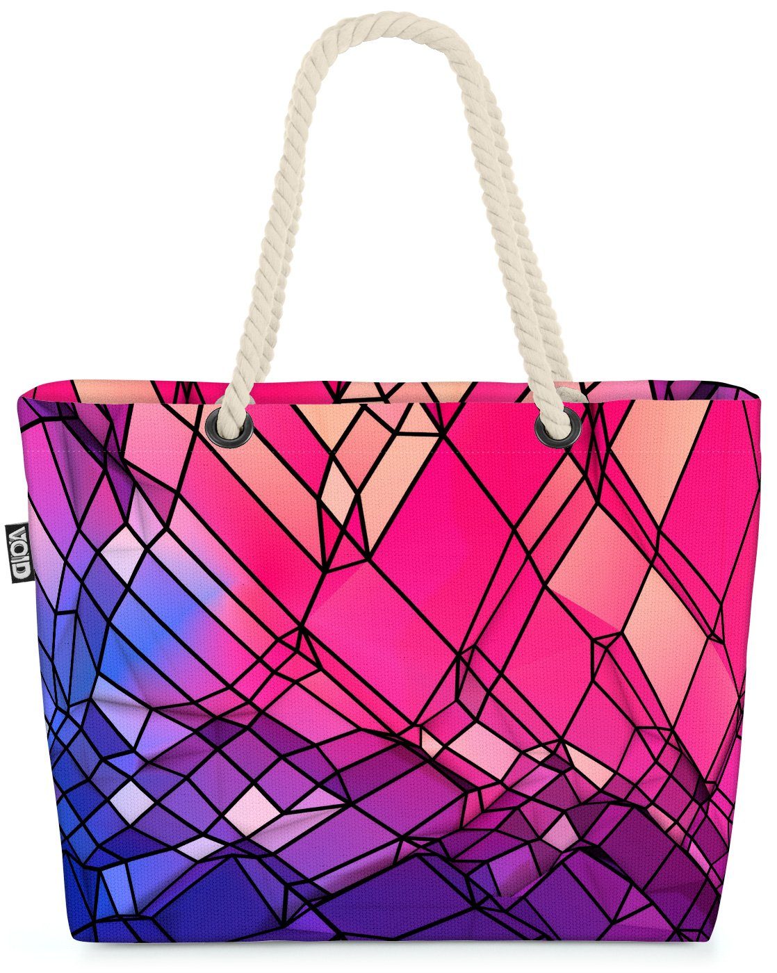 VOID Strandtasche (1-tlg), Geometrisches Muster Pink Beach Bag gemustert  Quadrate abstrakt Blau Rosa