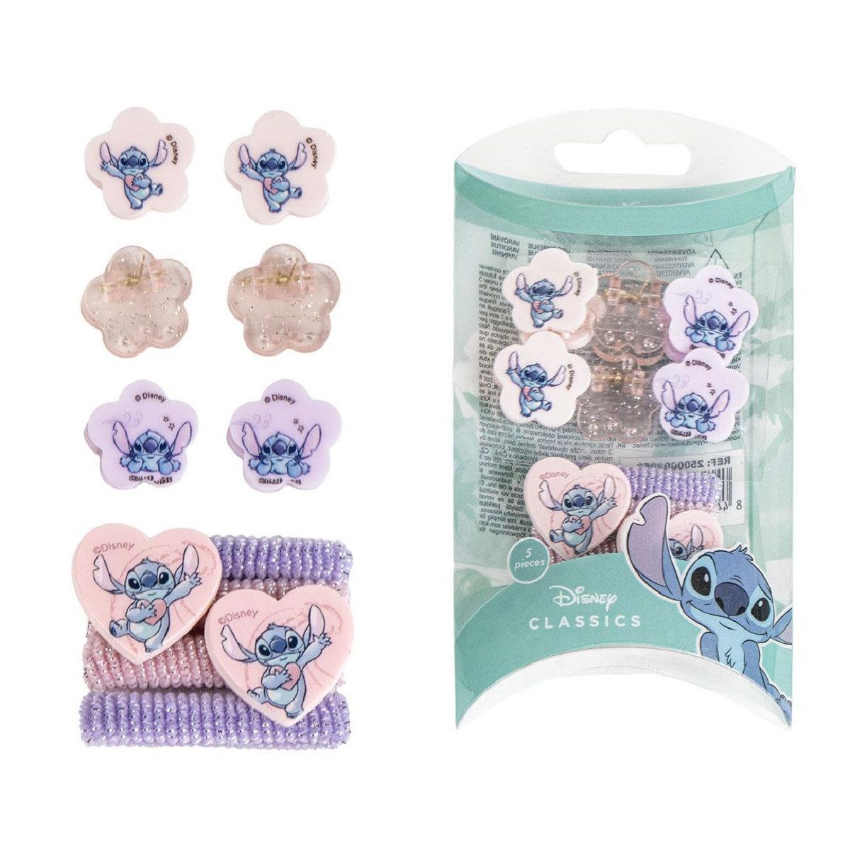 Cerda Haargummi Lilo & Stitch Haar-Accessoires Set – Box mit, Clips & Zubehör