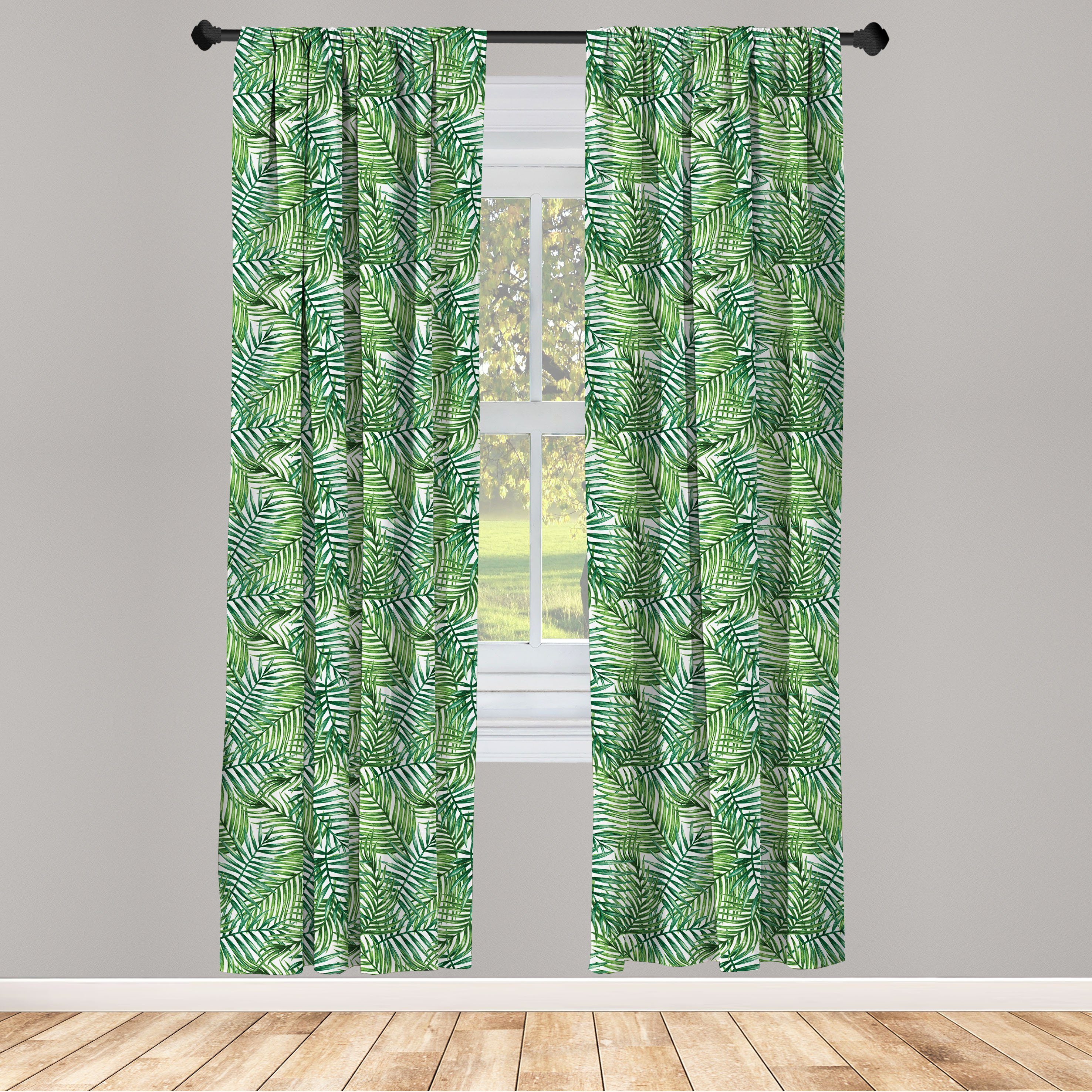 Gardine Vorhang für Wohnzimmer Schlafzimmer Dekor, Abakuhaus, Microfaser, Blatt Botanischer Wilde Palmen