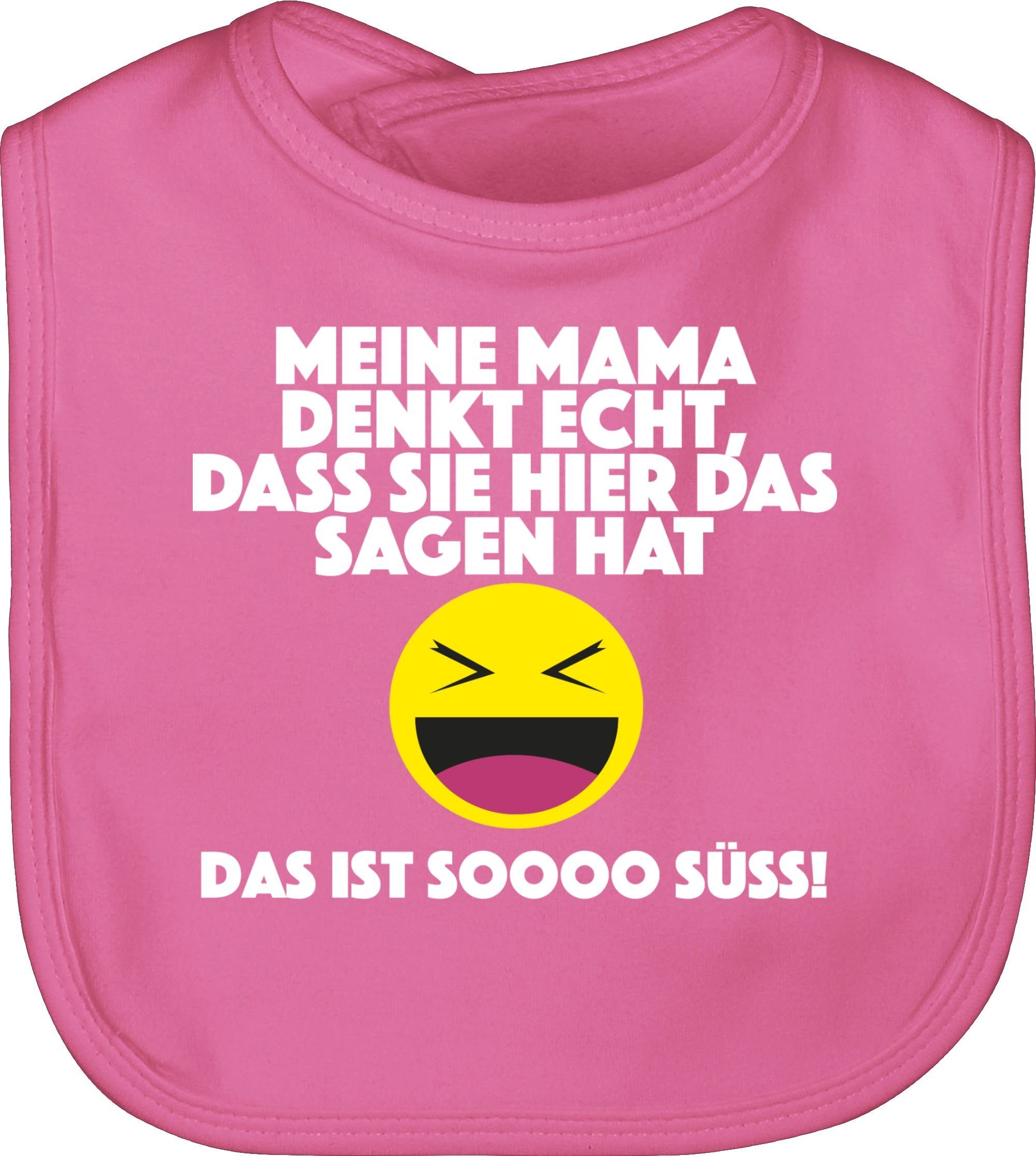 Shirtracer Lätzchen Emoticon - Meine Mama denkt echt, dass sie hier das sagen hat. Das ist, Sprüche Baby 2 Pink