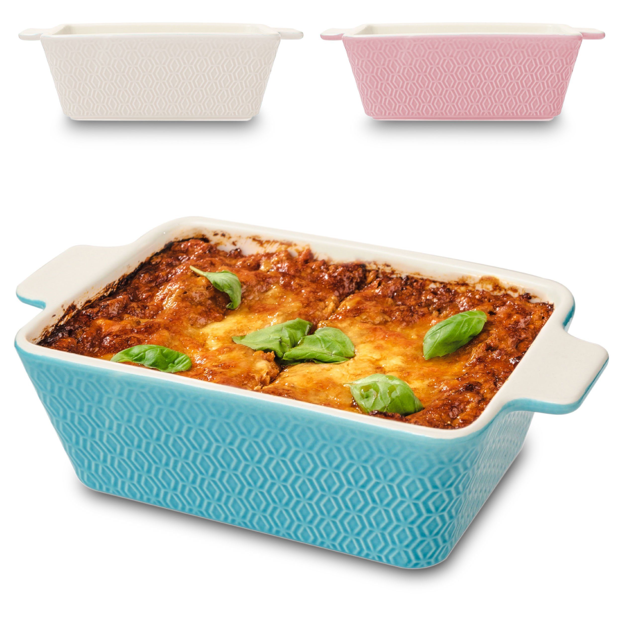 Praknu Auflaufform Klein Ofenfest Ofenform 28 cm 1,4 L - Hoher Rand Mit Antihaftbeschicht, Porzellan - Keramik, (1-St), Für 2 Personen Lasagne, Tiramisu & Auflauf - Hoher Rand - Eckig