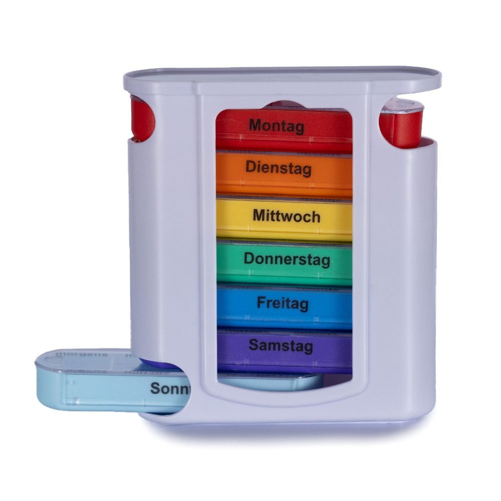 laro Pillendose Tablettenbox Bunt 7 Tage – 4 Fächer – 3/4/6/12/24/48/96 Stück (2 St)