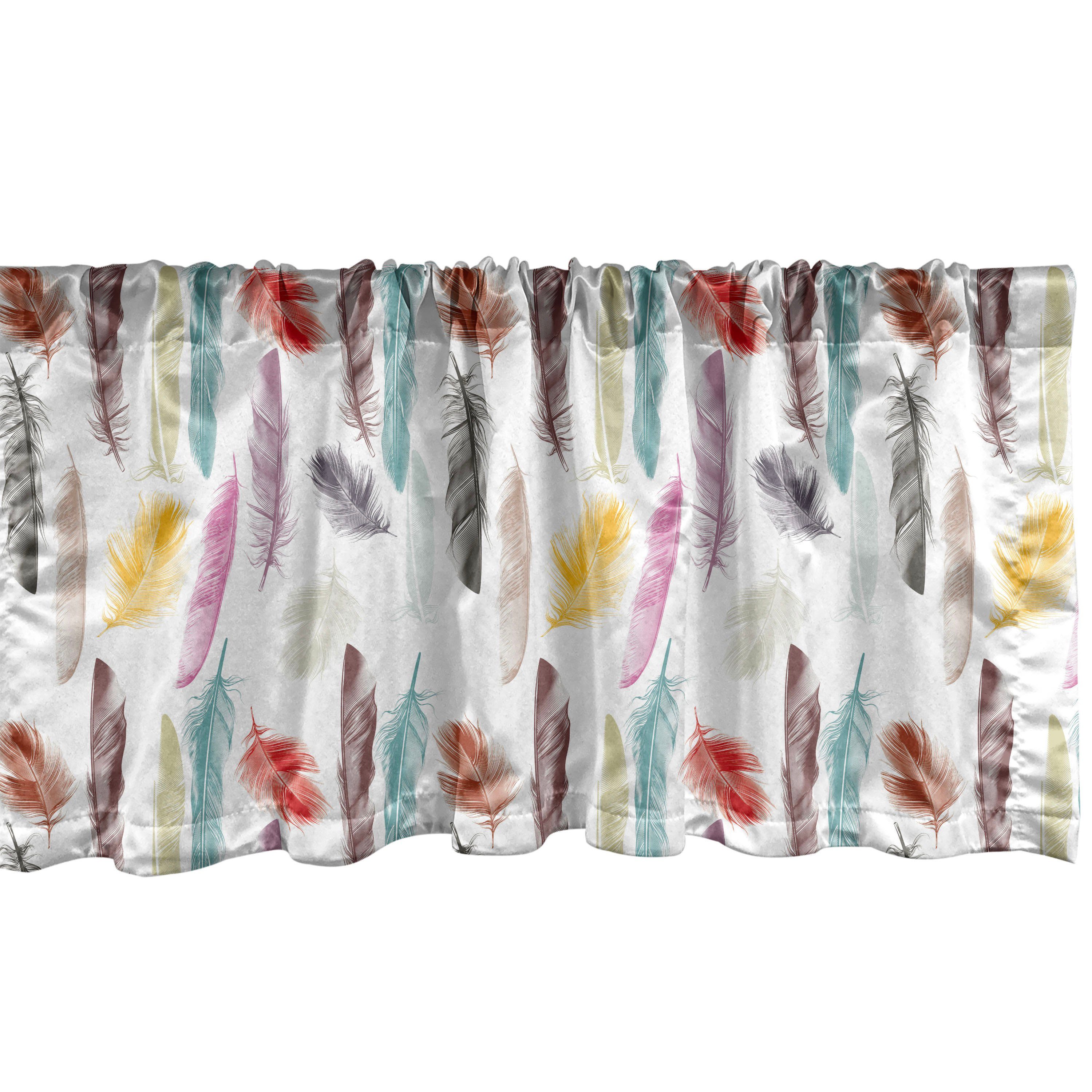 Scheibengardine Vorhang Volant für des Feder Dekor Küche Gefieder mit Microfaser, Stangentasche, Abakuhaus, Schlafzimmer Vogels Bunte