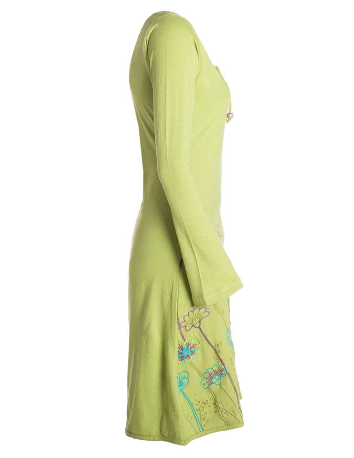 Vishes Tunikakleid Damen Langarm-Shirtkleid Tunika-Kleid Baumwollkleid mit Blumen-Print Alternative Bekleidung, Hippie, Boho, Elfen Style