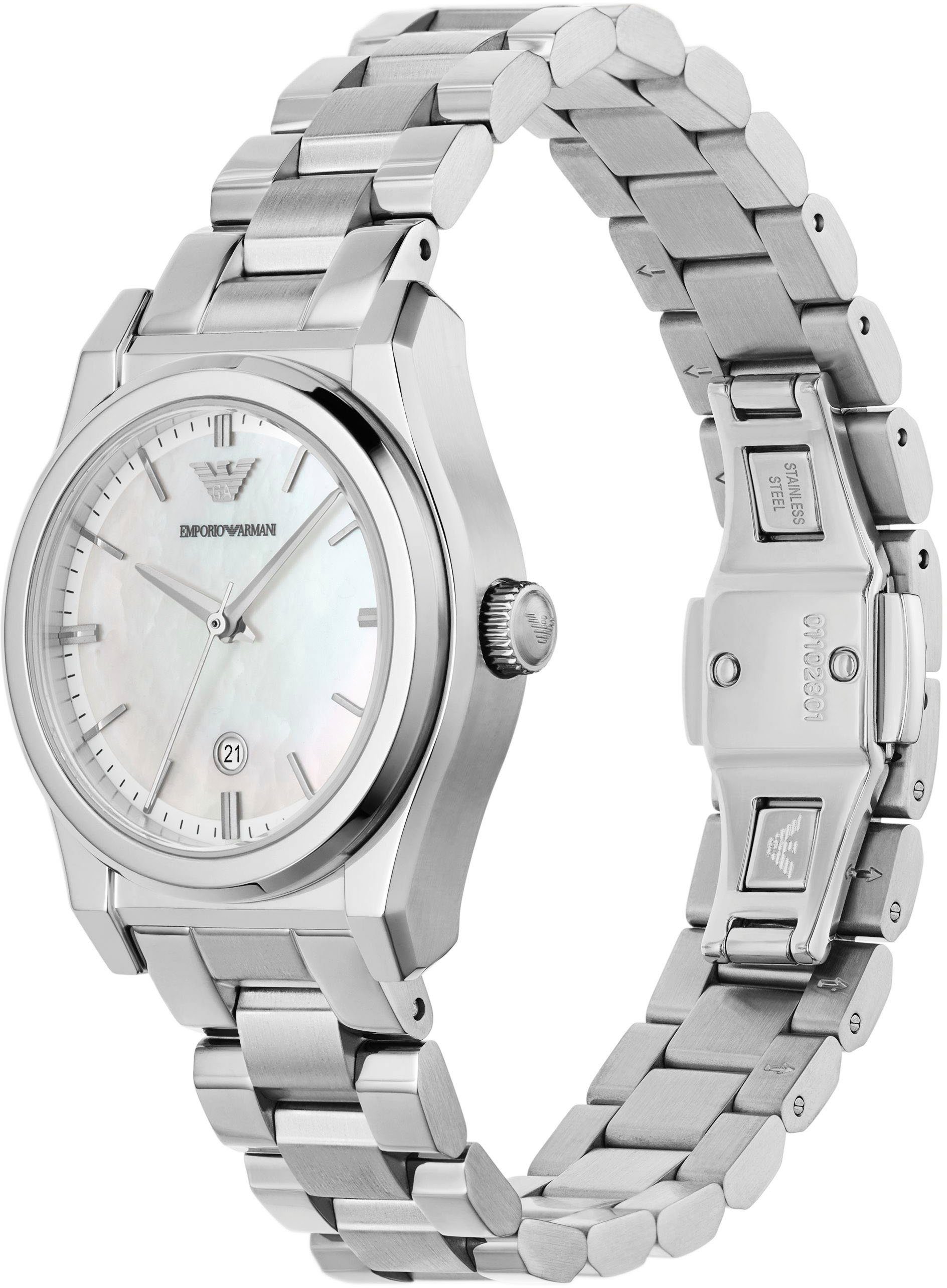 Emporio Armani Quarzuhr AR11557, Armbanduhr, Damenuhr, analog, Edelstahlarmband