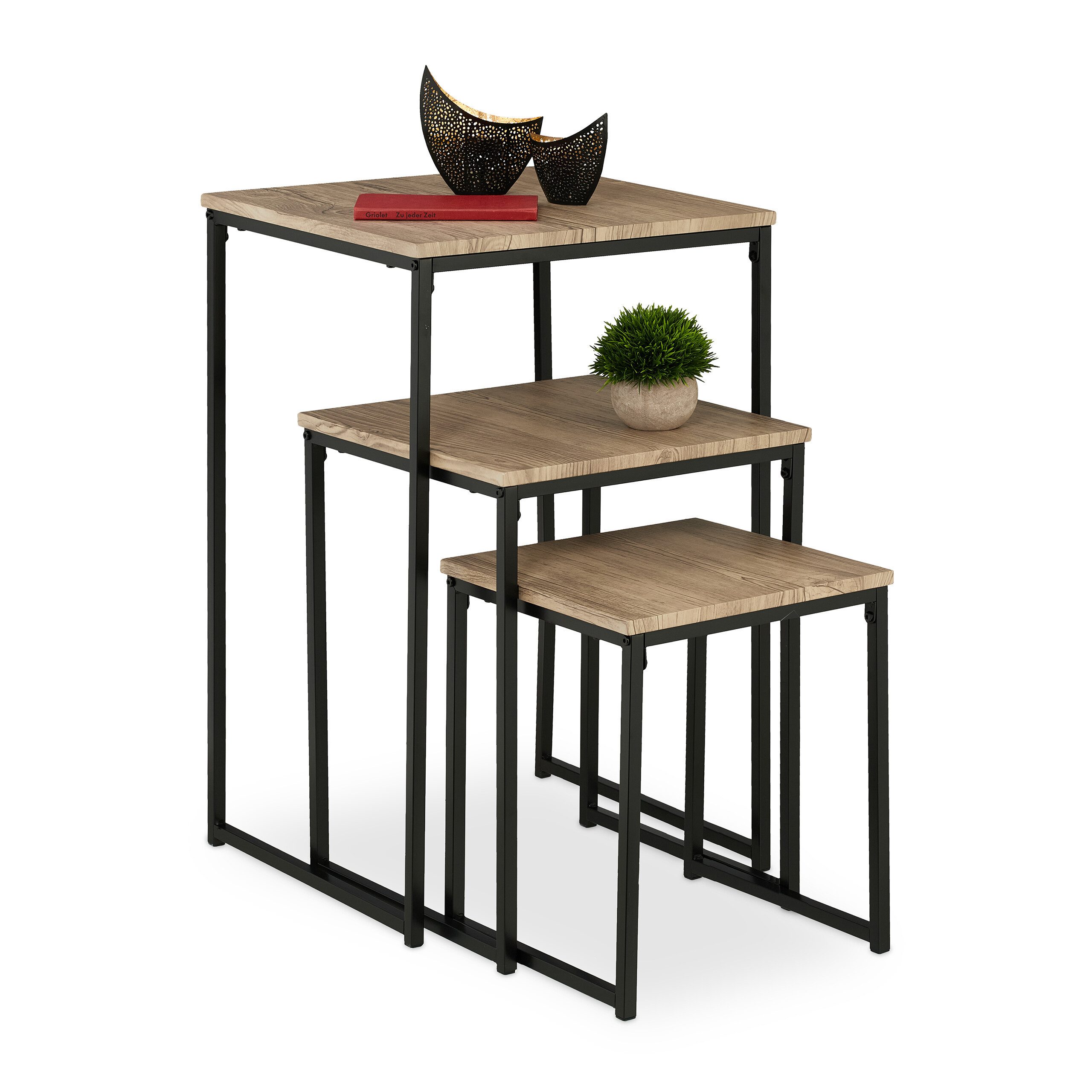 relaxdays Beistelltisch 3er Set (3-St., 3er Set), D