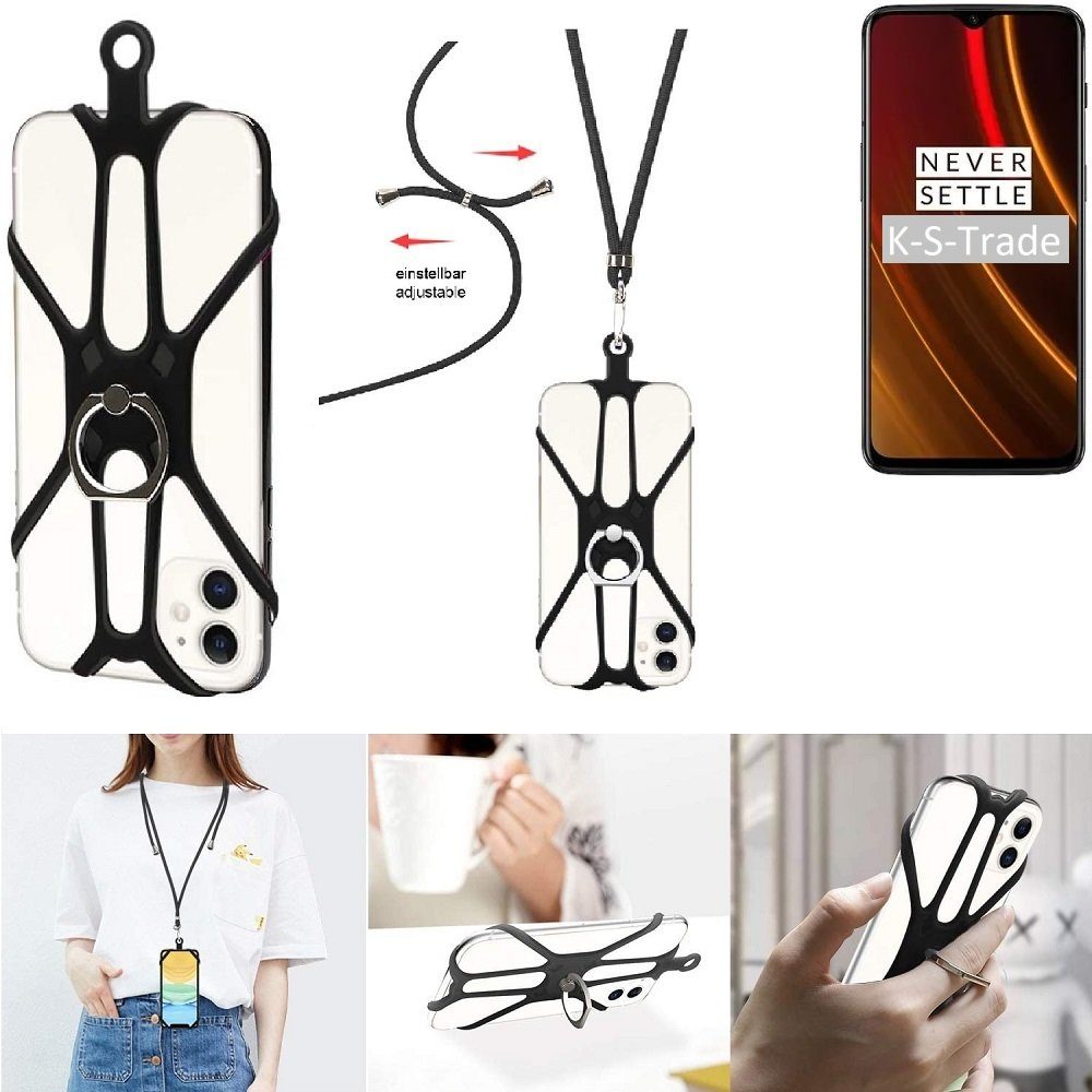 K-S-Trade Handyhülle für OnePlus 6T, 3in1 Handykette Handyband Handykordel Halsband Smartphone-Ring
