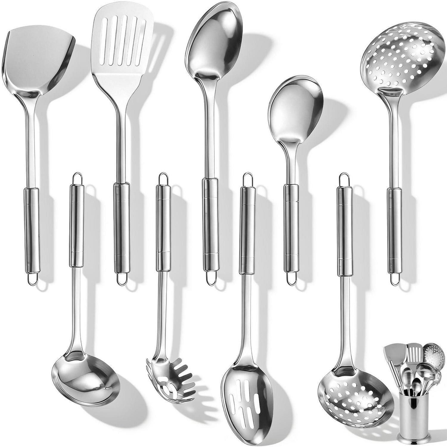 LuxusKollektion Kochlöffel Edelstahl Kochutensilien Set 10-teilig