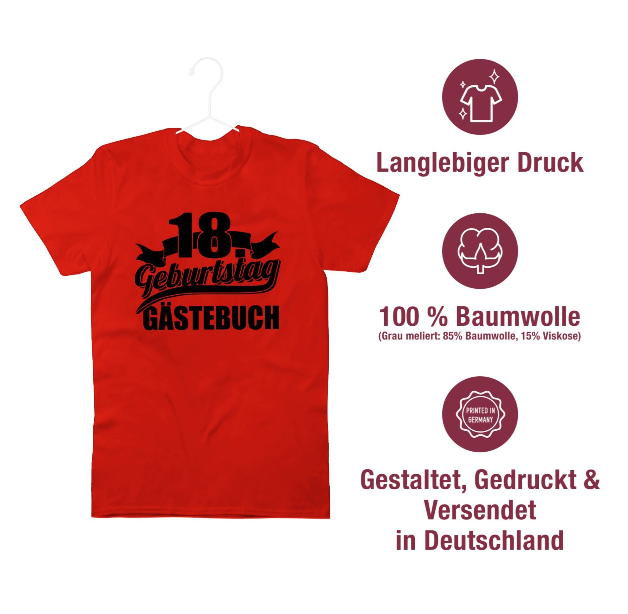 18. Rot Shirtracer Geburtstag Achtzehnter T-Shirt Geburtstag Gästebuch 3