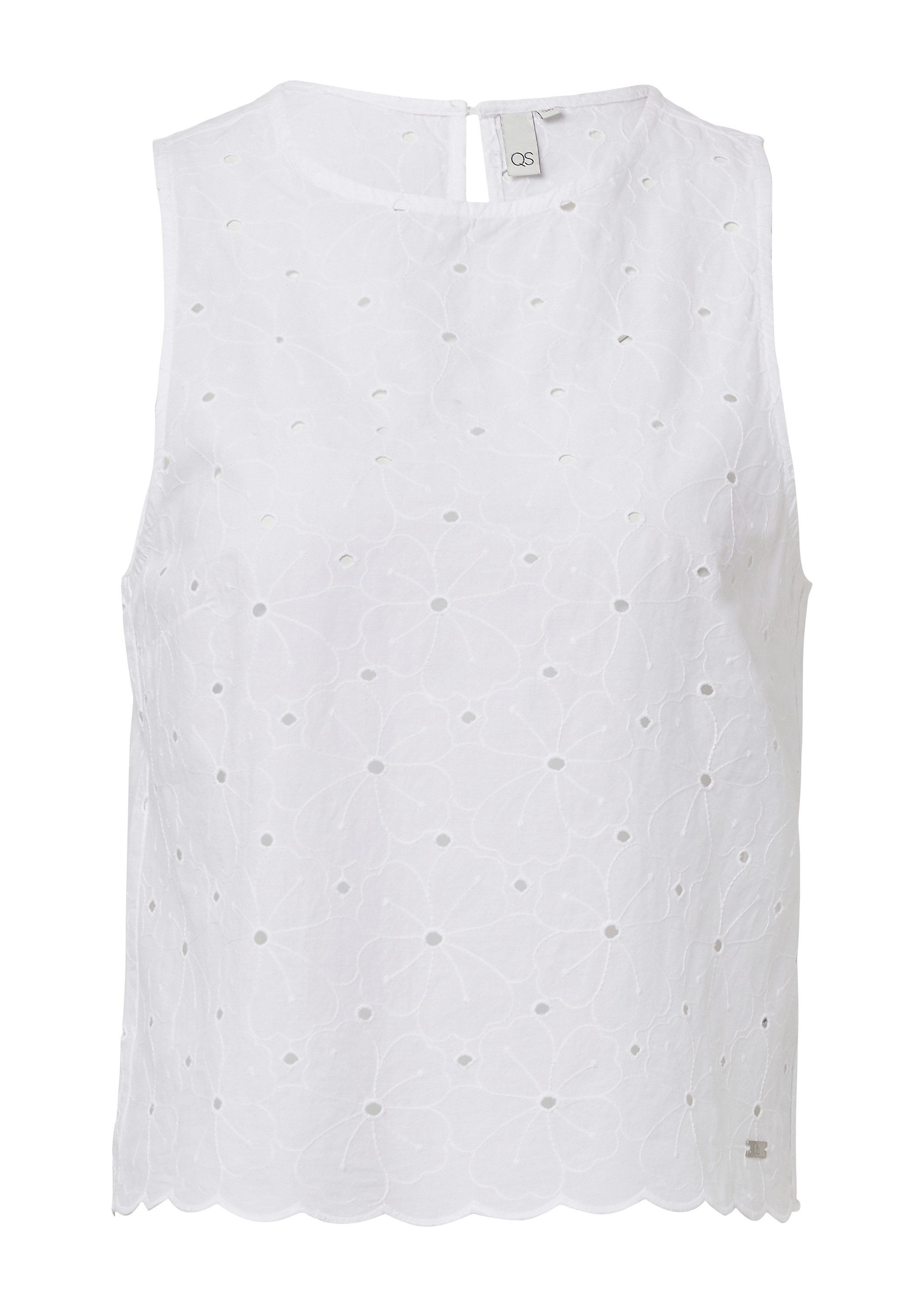 QS Blusentop Bluse Blusentop mit Lochstickerei günstig online kaufen