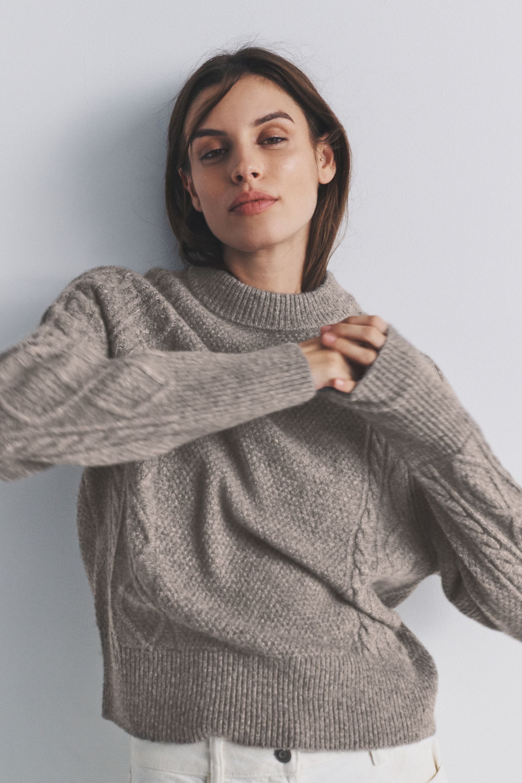 The Set Strickpullover The Set Zopfmusterpullover mit Wolle, 2er-Pack (2-tlg)