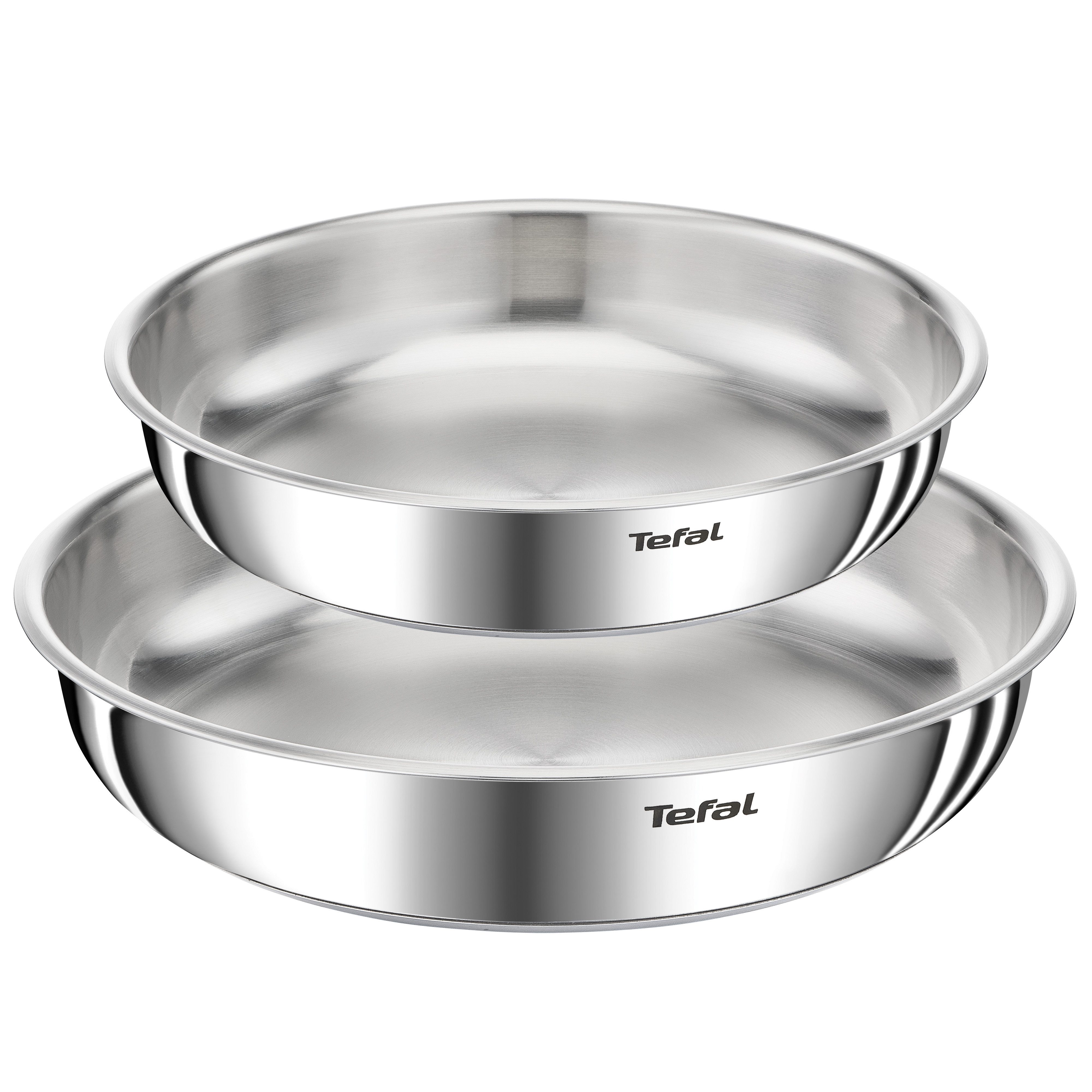 Tefal Pfannen-Set Ingenio Emotion, Edelstahl (Set, 3-tlg), abnehmbarer Ingenio-Griff, stapelbar, unversiegelt, induktionsgeeignet