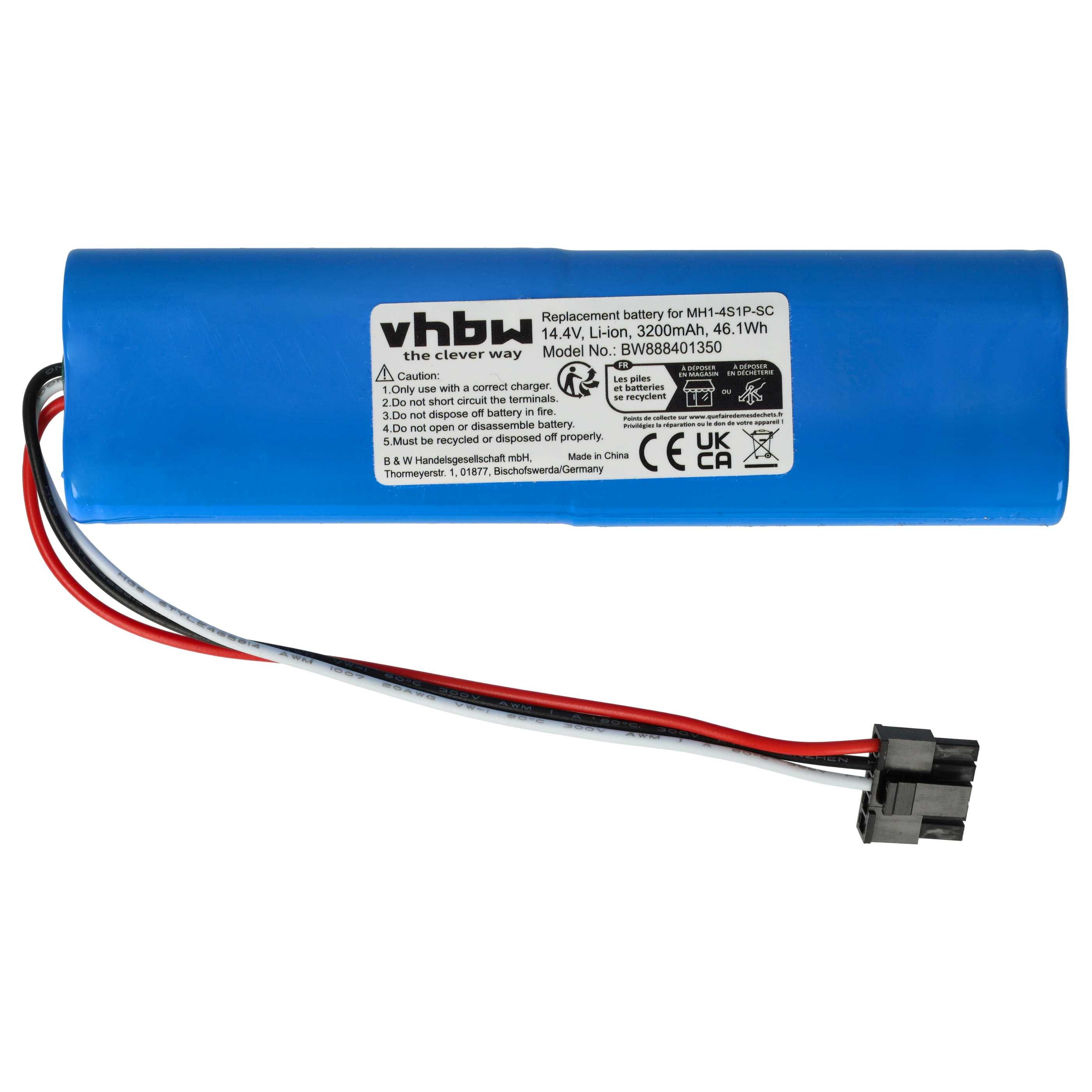 vhbw Akku passend für Viomi V-RVCLM26B, V-RVCLMB21B, V2 Pro, V3, VXVC01-JG Staubsauger-Akku Akku Li-Ion 3200 mAh (14,4 V, 1 St), Leistungsfähiger Austausch-Akku für Ihren Saugroboter
