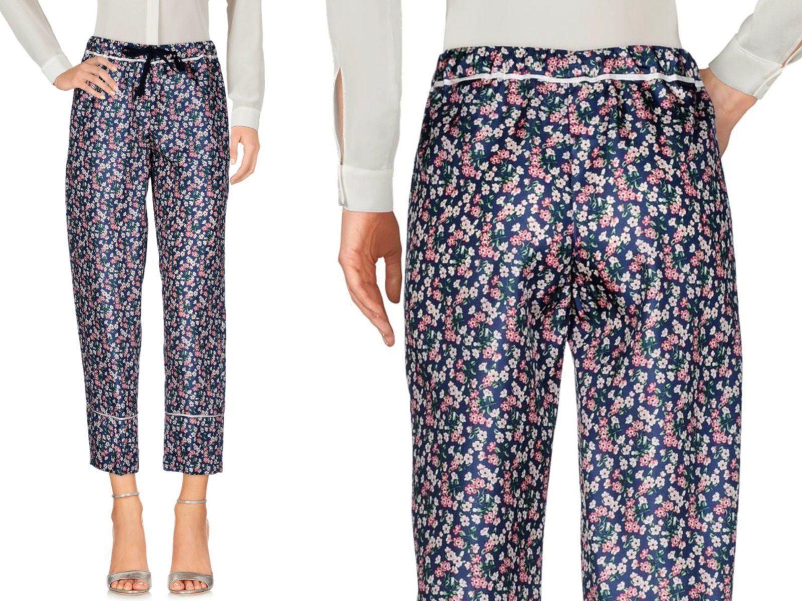 MONCLER Loungehose MONCLER Floral Print Tailored Silk Pants Trousers Seide Casual Hose Bo