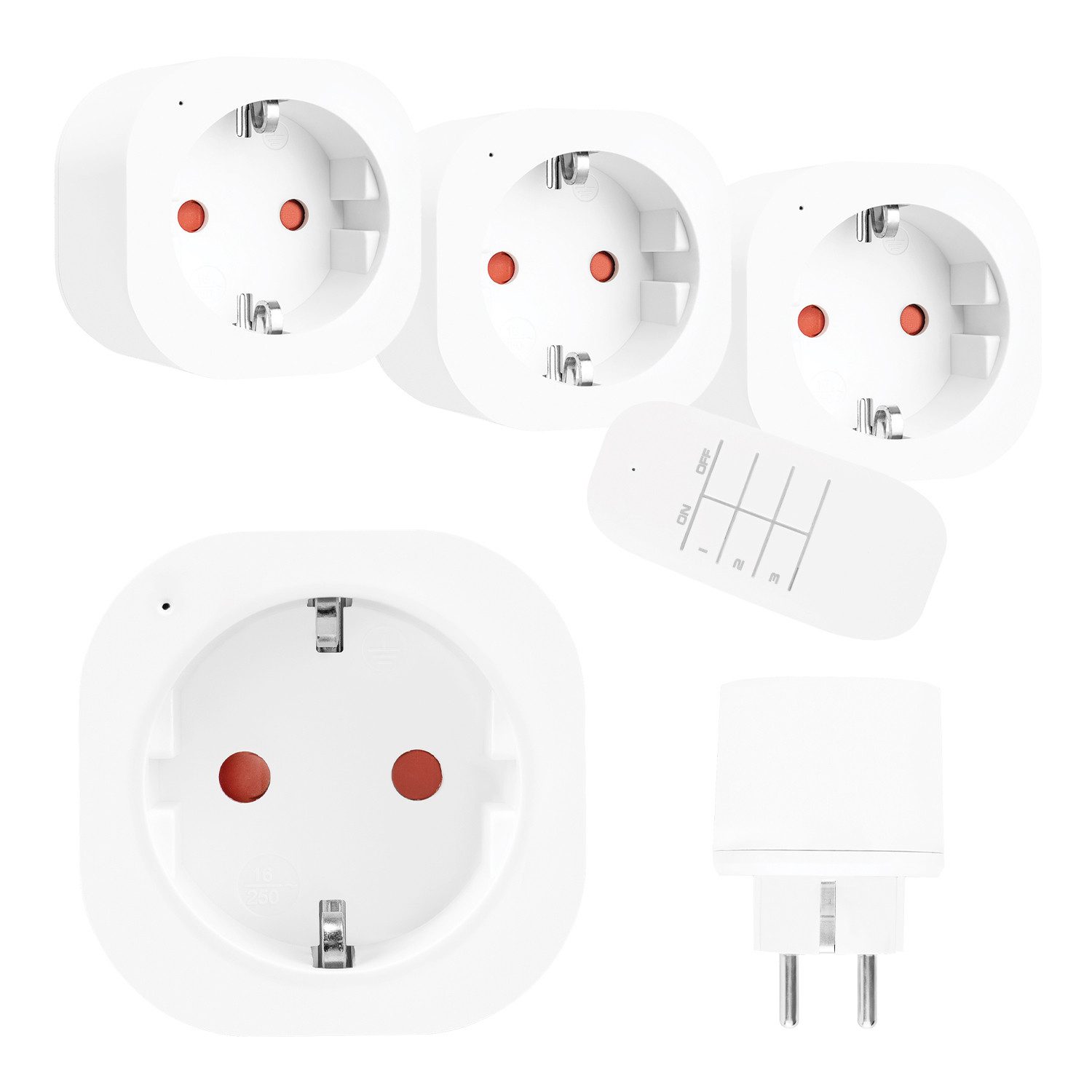 GreenBlue Steckdose GB313 F Set mit 3 Fernbedienbaren Steckdosen 3680 W 30 m, programmierbar, Reichweite bis zu 30 m, 220–240 V AC, 16 A, 433 MHz