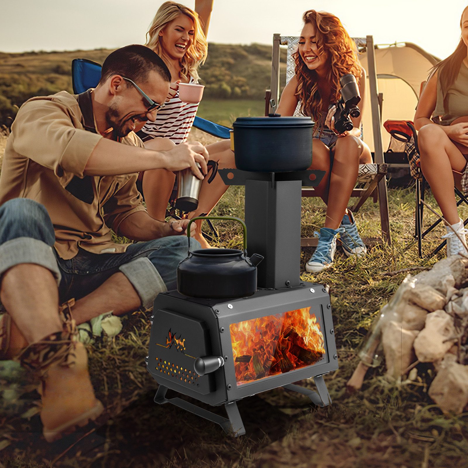 KOMFOTTEU Feuerschale, tragbarer Holzofen für Garten günstig online kaufen