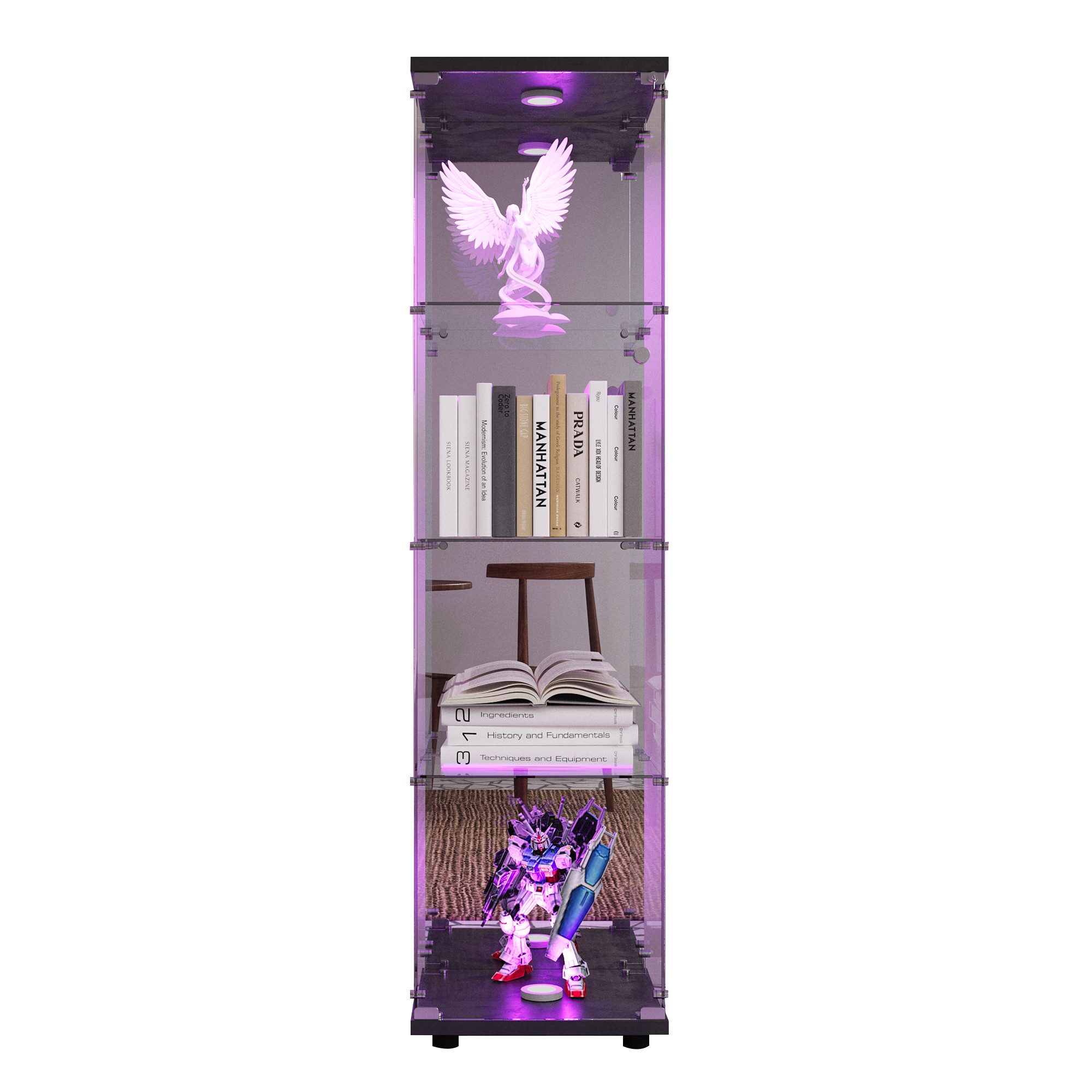 FUROKOY Glasvitrine Standvitrine, Modern Glas Vitrinenschrank günstig online kaufen