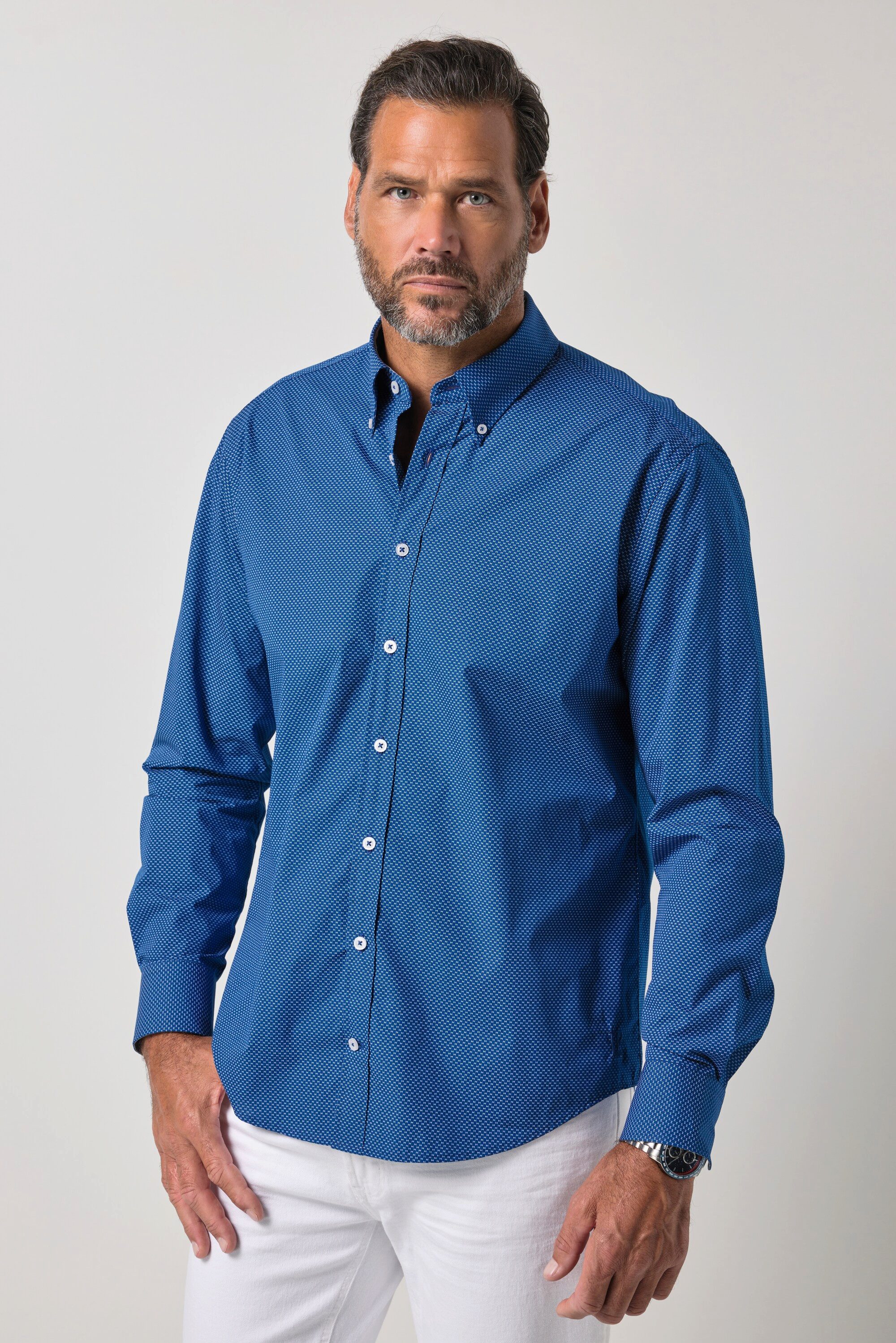 JP1880 Businesshemd Hemd Langarm Minimalmuster Modern Fit bis 8XL