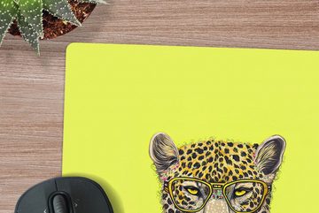 MuchoWow Gaming Mauspad Panther - Tier - Brillen - Farben (1-St), Mousepad mit Rutschfester Unterseite, Gaming, 40x40 cm, XXL, Großes