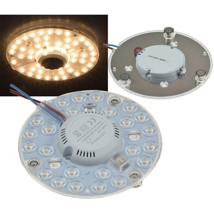 ChiliTec Deckenleuchten LED Ring Modul für Deckenleuchten mit Magnethalter 12W Ø125 1080 Lumen 230V anschlussfertig Warmweiss