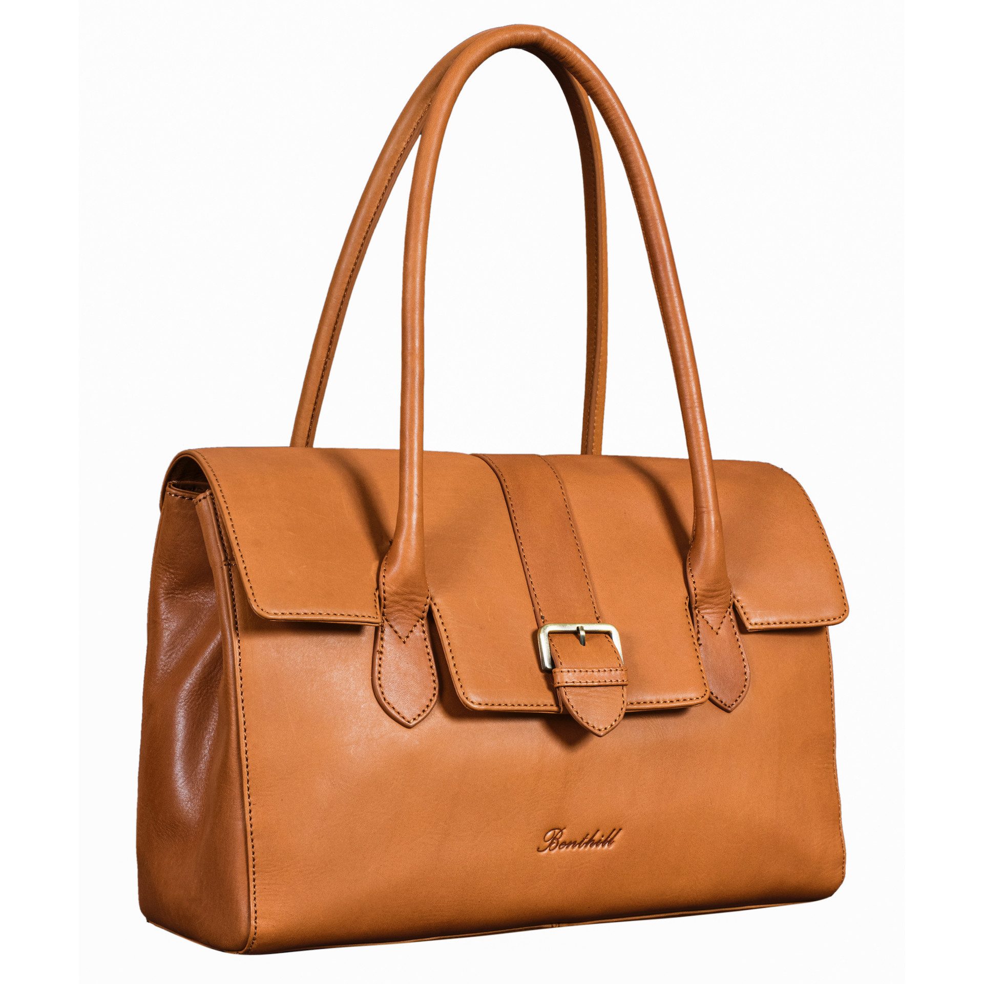 Benthill Henkeltasche Damen Echt Leder Handtasche Henkeltasche Vintage Bag Schultertasche, Reißverschlussfach