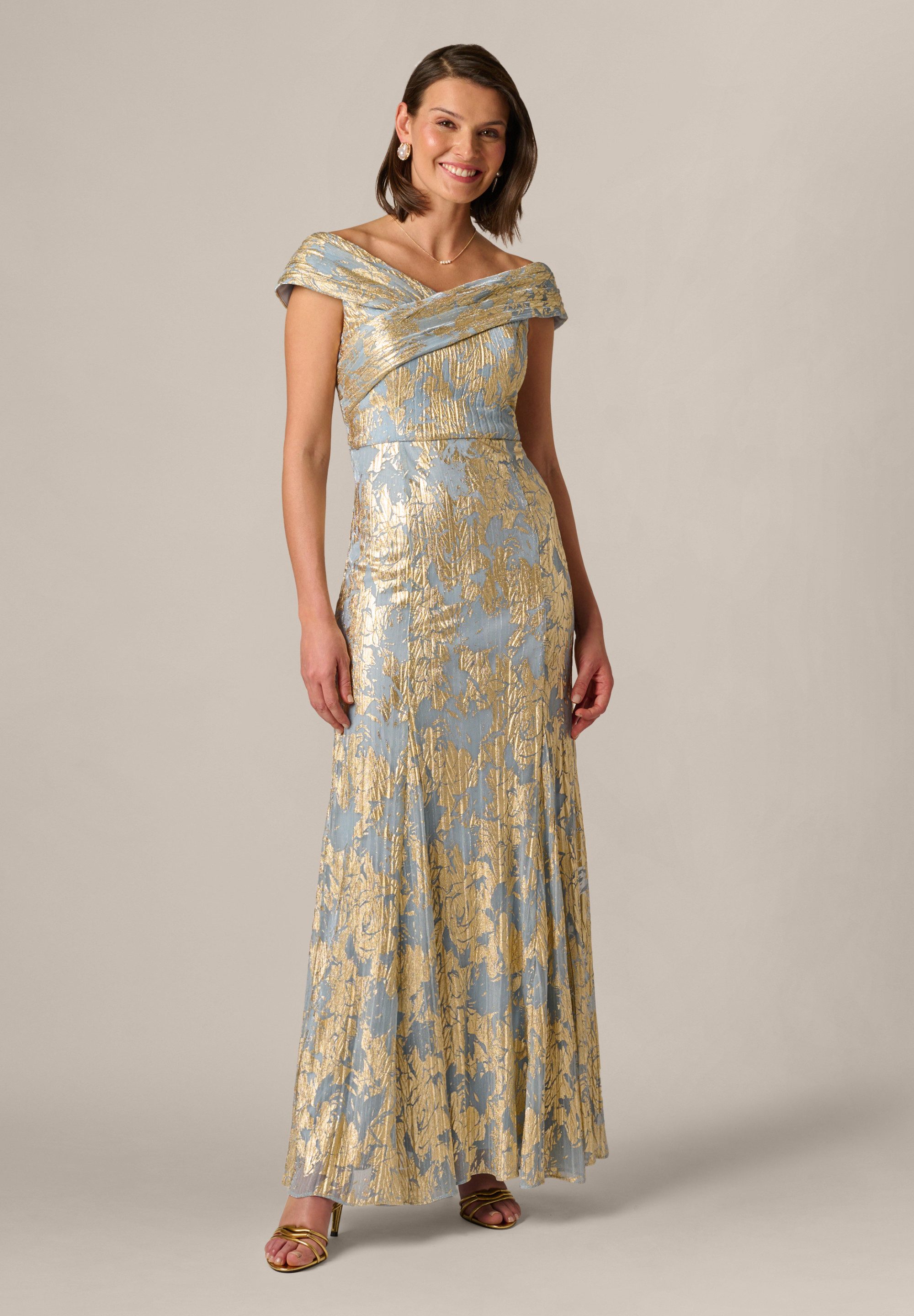 Adrianna Papell Abendkleid Foil Leaf Mermaid Gown Schimmerndes, knitteriges günstig online kaufen