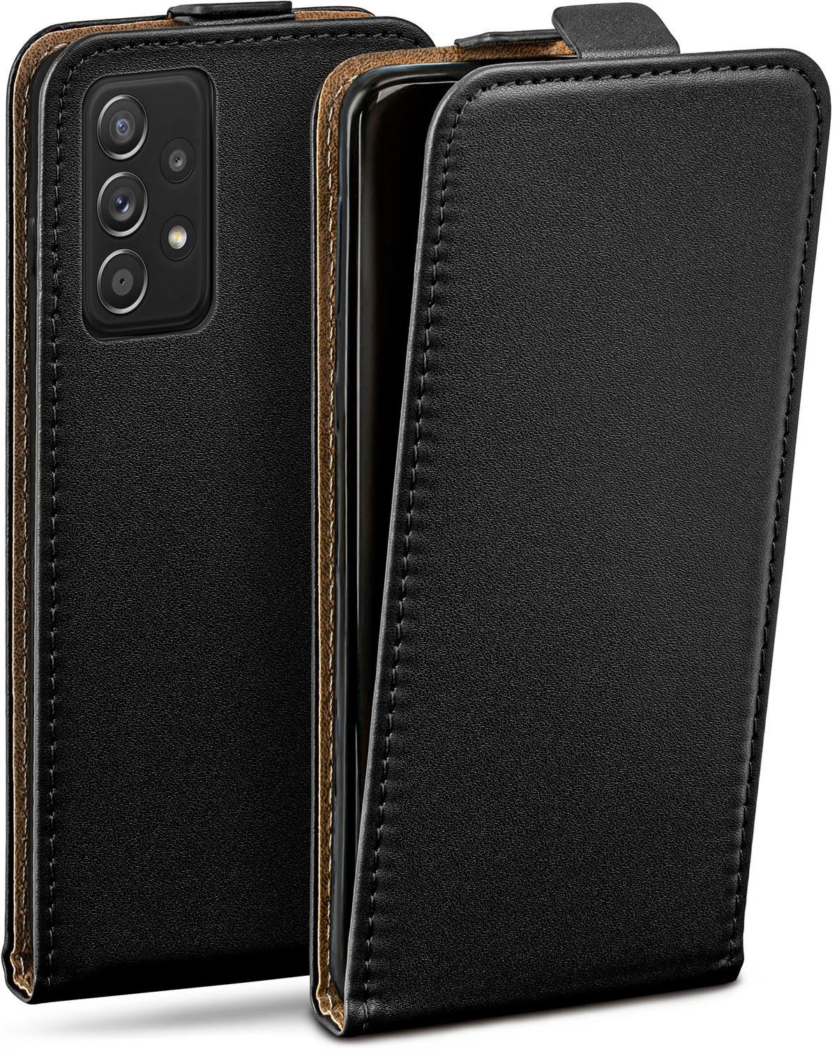 moex Handyhülle für Samsung Galaxy A52 Hülle Klappbar Flip Case Schwarz 6,5 Zoll, 360 Grad Schutz Handytasche Leder Optik PU Lederhülle Cover Klapphülle