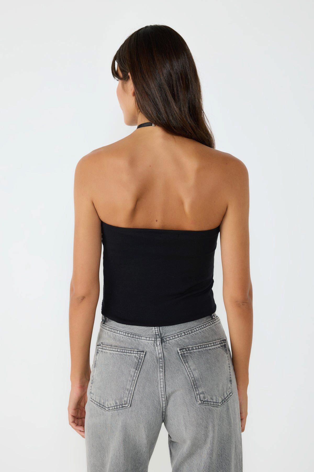 No Matter What Blusentop Trägerloses, verziertes Crop-Top