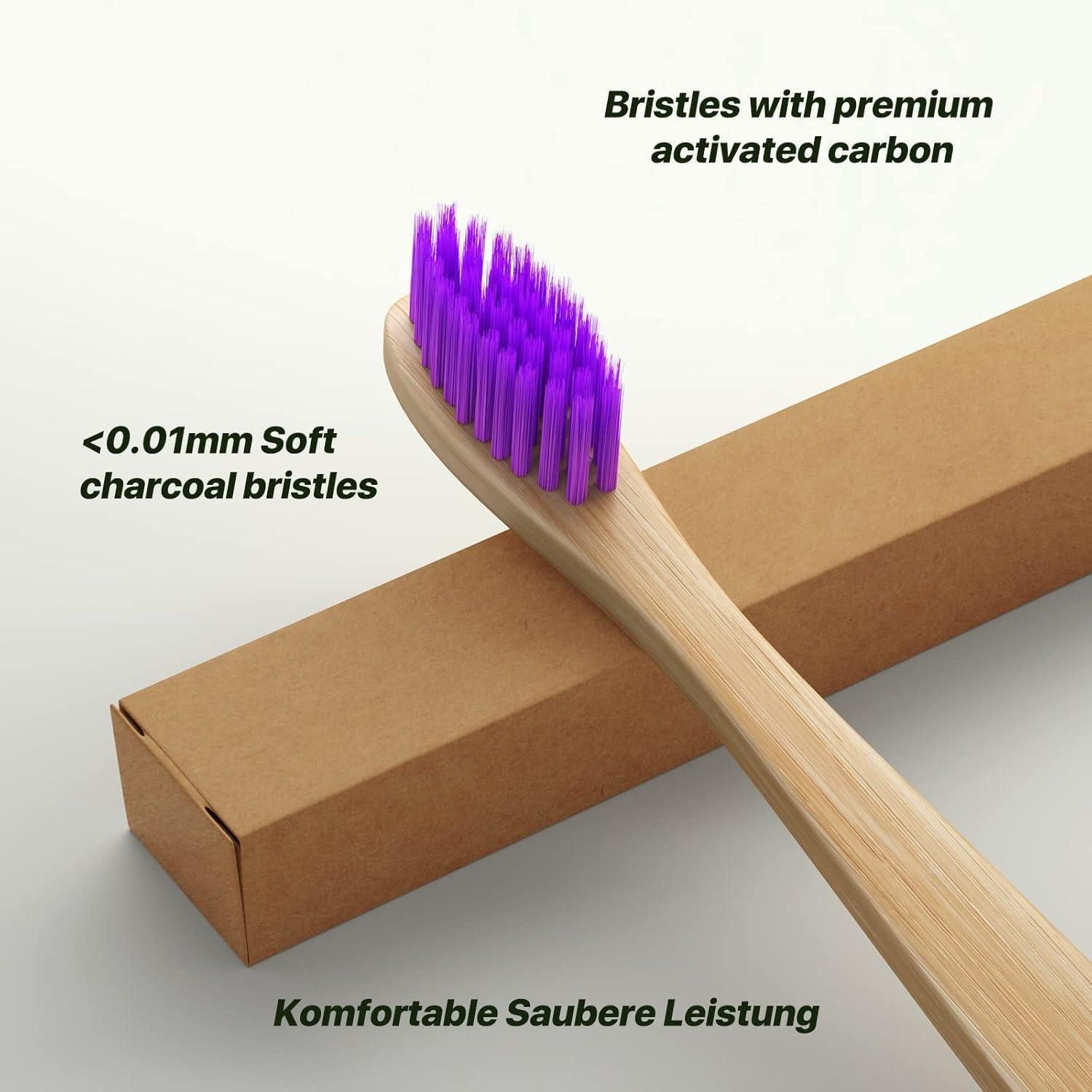 LuxusKollektion Zahnbürste Zahnbürsten Bambus 10er BPAfrei Kompostierbar Erwachsene Farbige