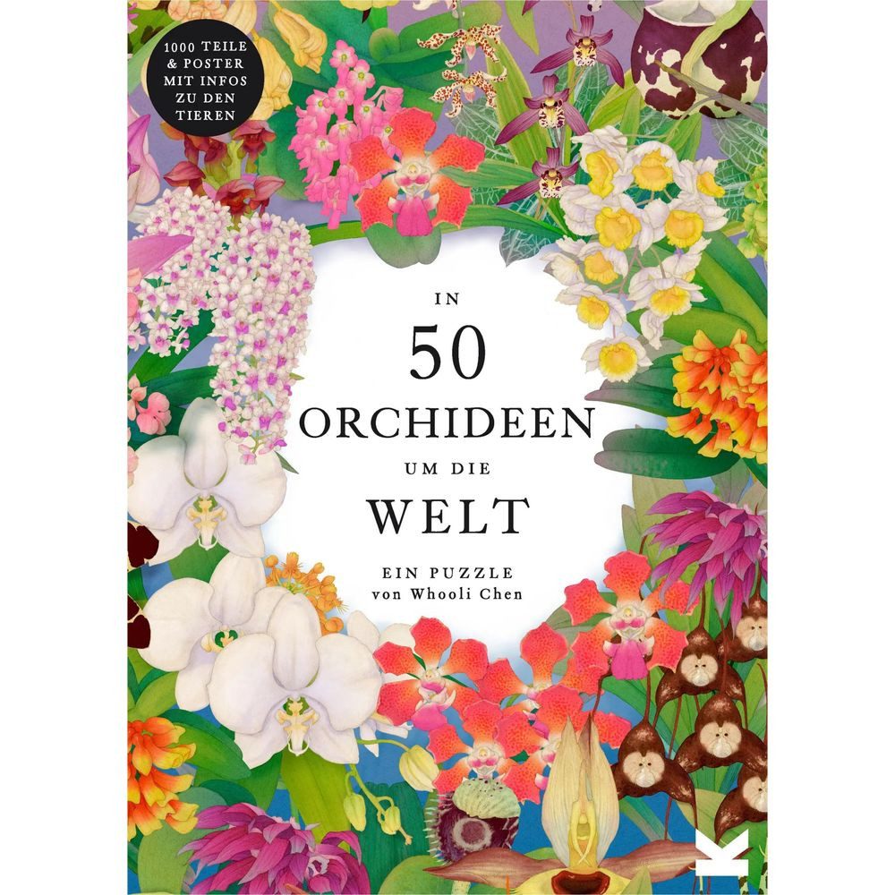 Laurence King Puzzle In 50 Orchideen um die Welt, 1000 Puzzleteile