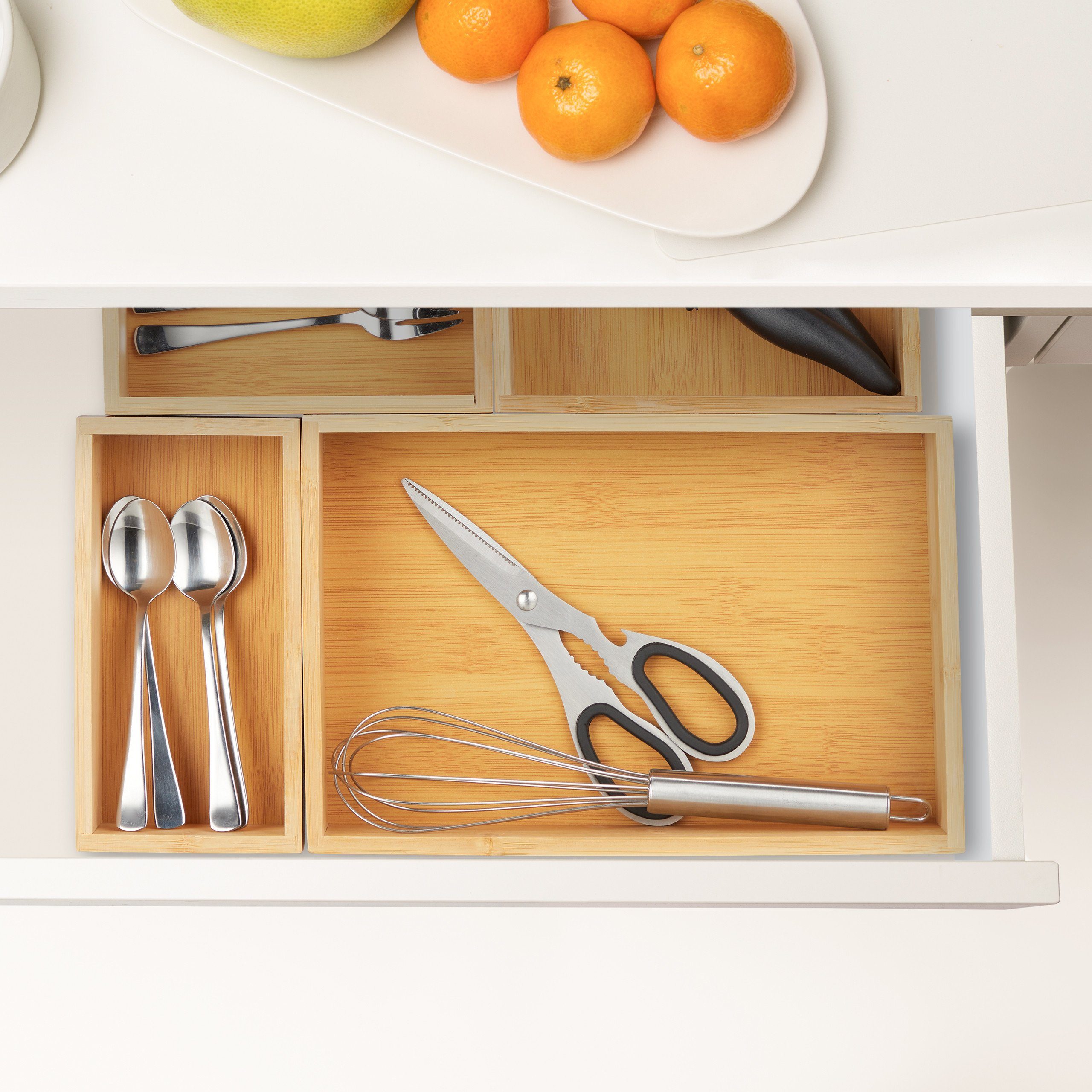 relaxdays Aufbewahrungsbox 5er Set Ordnungsboxen Bambus günstig online kaufen