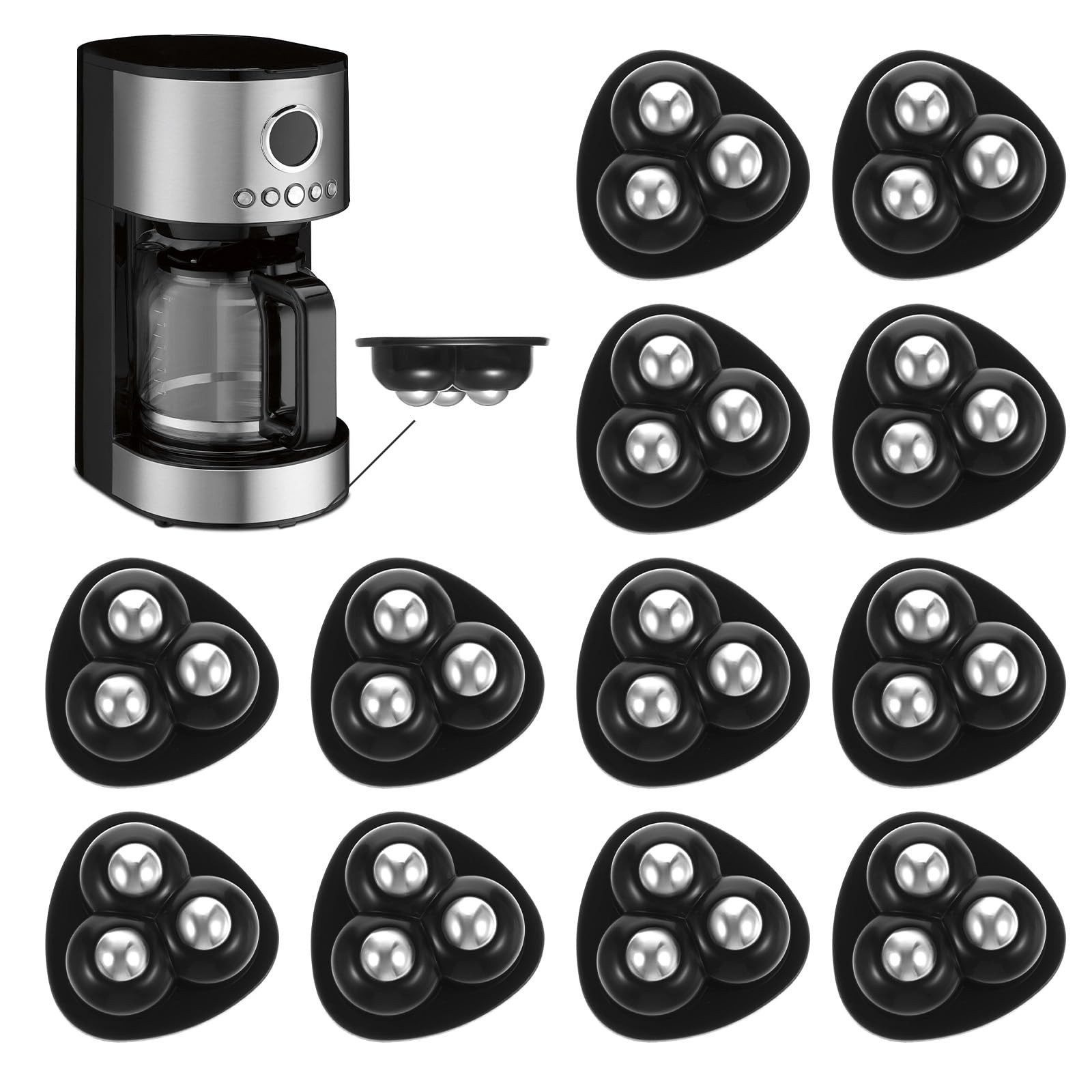 FOUORTUNATE-BEE Möbelrolle 12 Mini Möbelrollen selbstklebend 360° Drehrollen mit Stahlkugeln, Küchenrollen für Kaffeemaschine, Airfryer, …