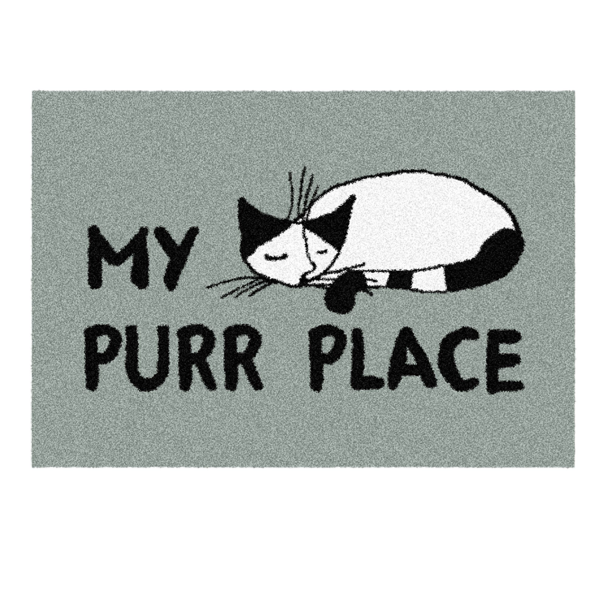 akzente Fußmatte Feel My Purr Place, Rechteckig, Höhe: 6 mm, 35x50 cm, Polyester, Latex, rutschfest, saugfähig, Schmutzfänger