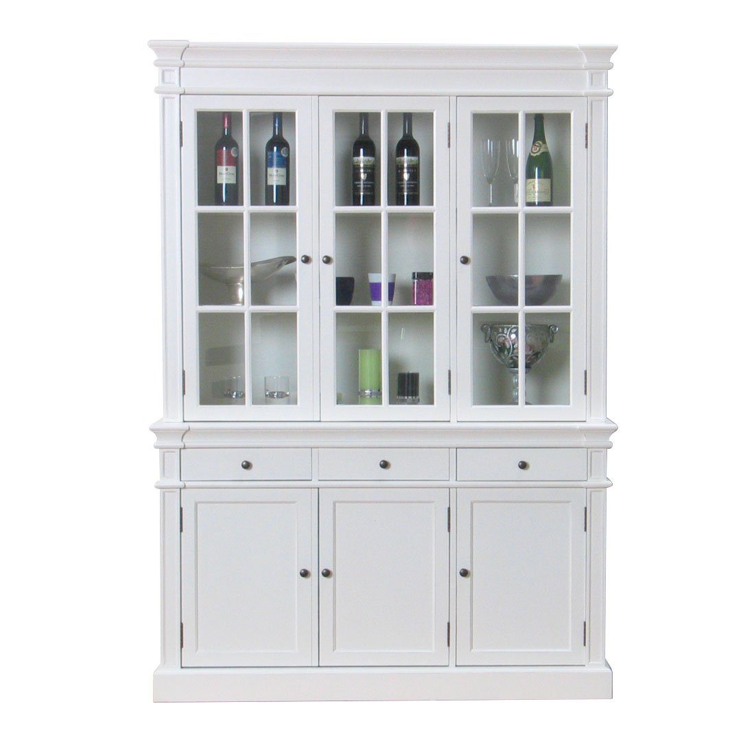 ebuy24 Vitrine Amaretta 3-Türig Vitrinenschrank antik weiß, antik