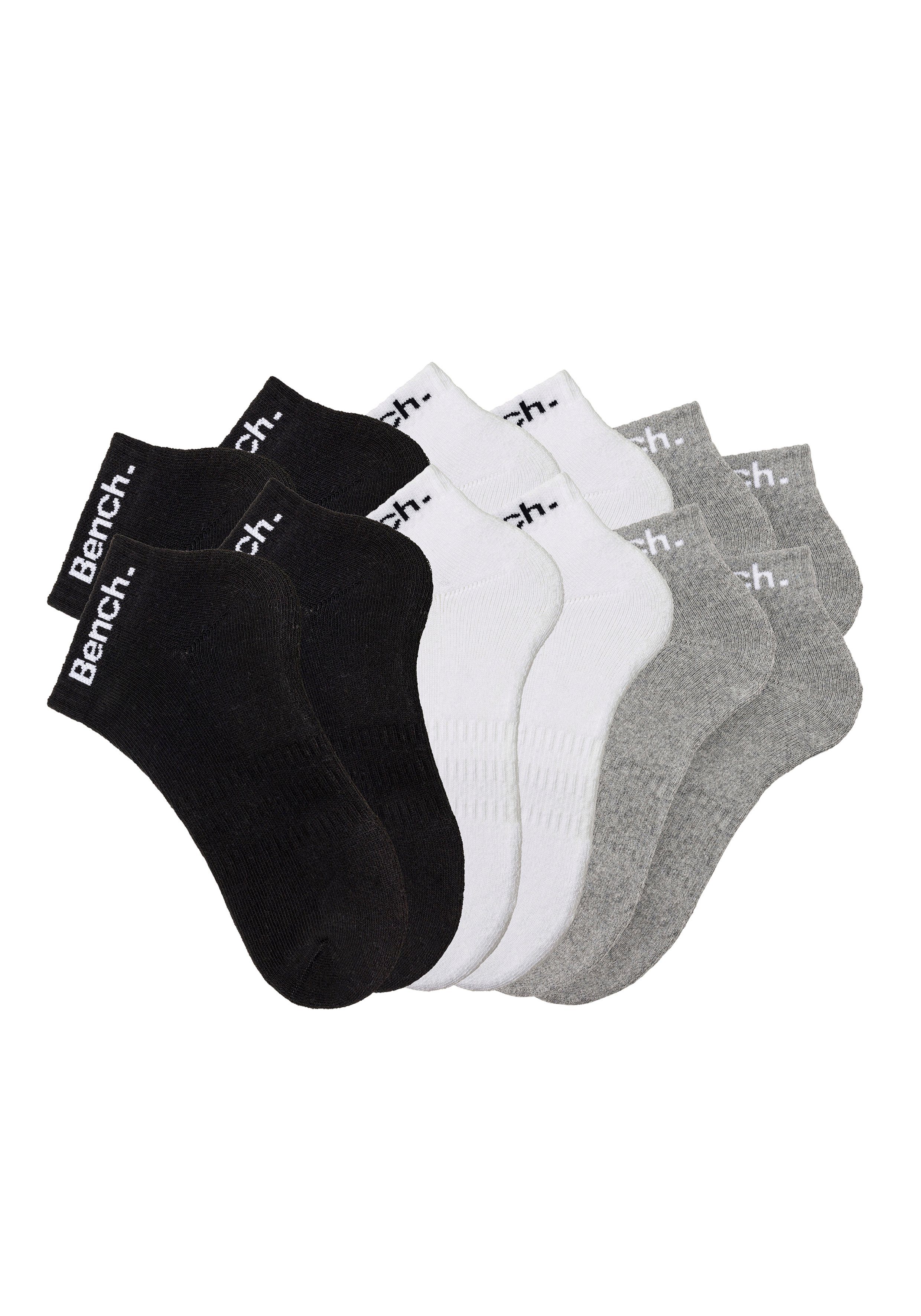 Tennis Sportsocken 4x (Set, mit 12-Paar) schwarz, Bench. weiß, grau-meliert Kurzsocken Halbfußfrottee 4x 4x