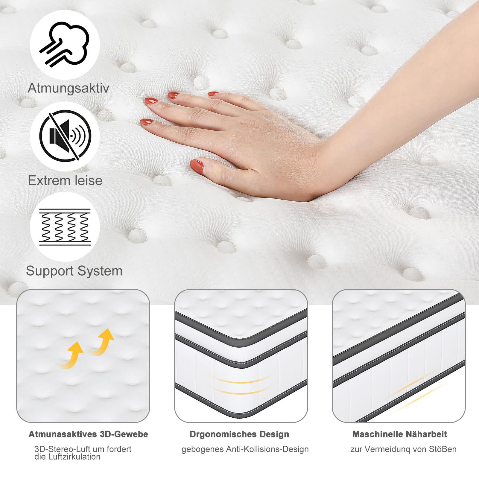 Taschenfederkernmatratze Weiche und leise Matratze, Furnishings Home, 25 cm hoch, (Set)