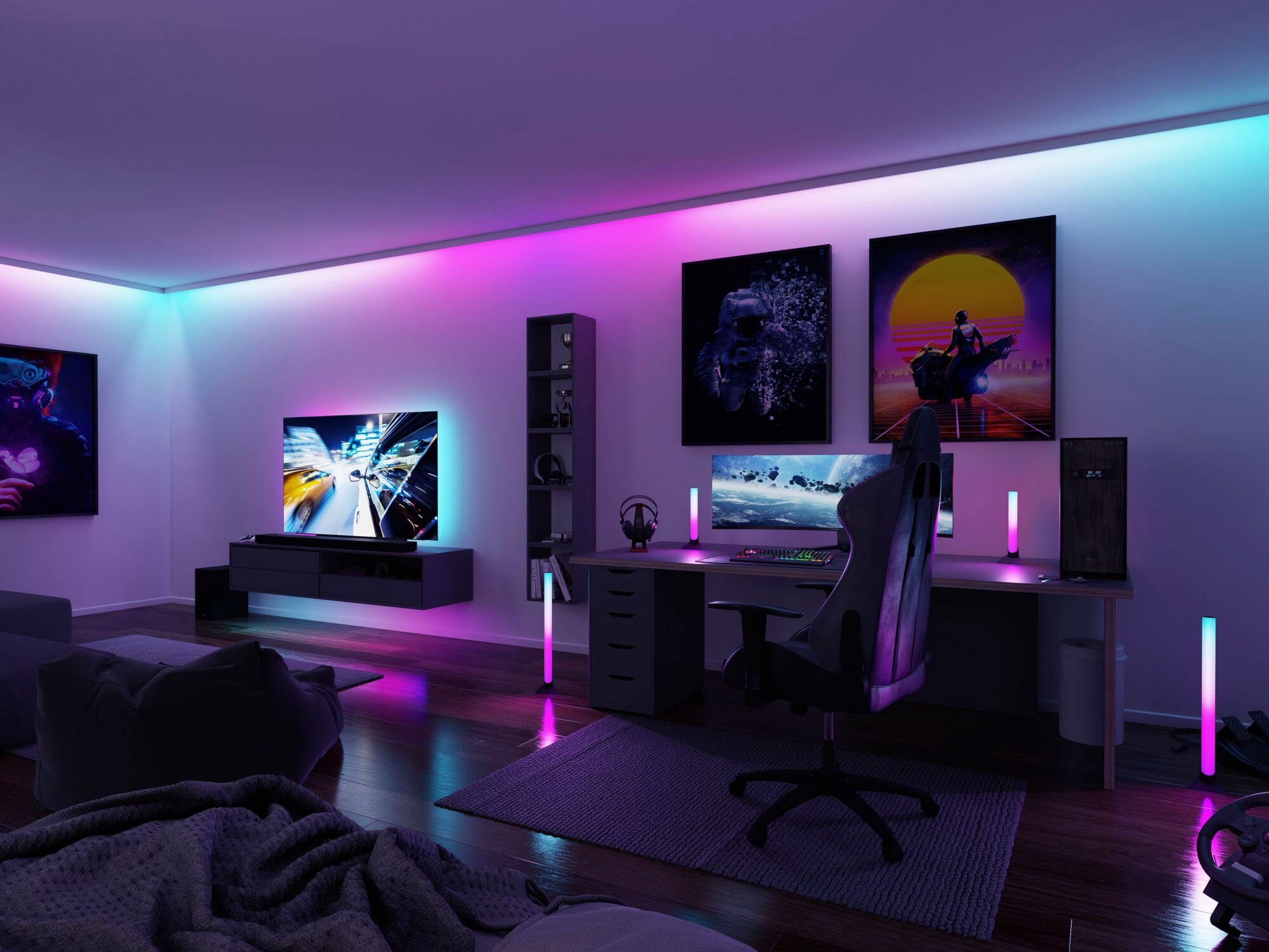 LED-Streifen 2m LED 3,5W, Strip Paulmann USB TV-Beleuchtung 1-flammig 55 Zoll Dynamic RGB Rainbow