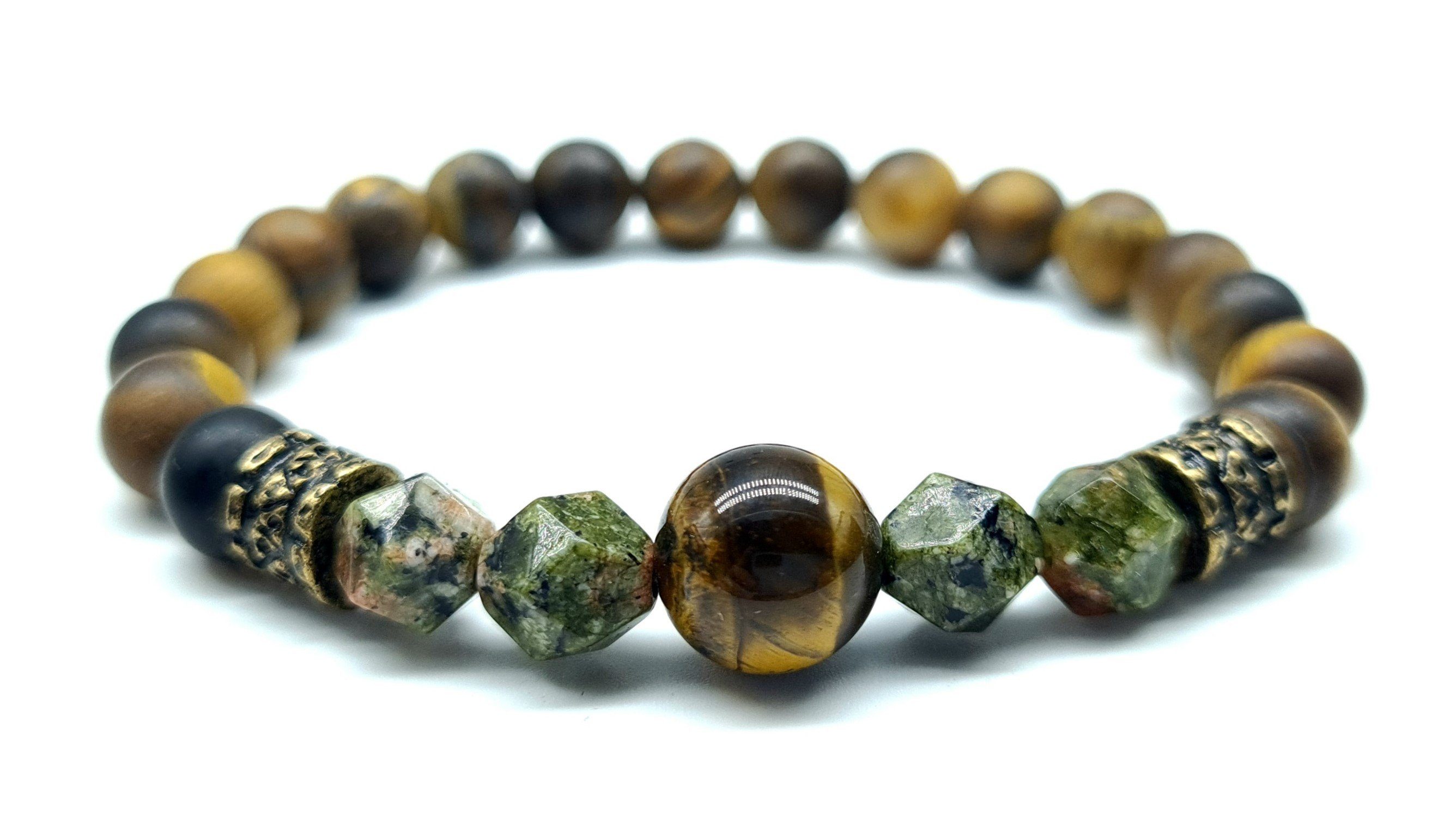 NAHLE Perlenarmband Tigerauge Unakit Naturstein Armband günstig online kaufen