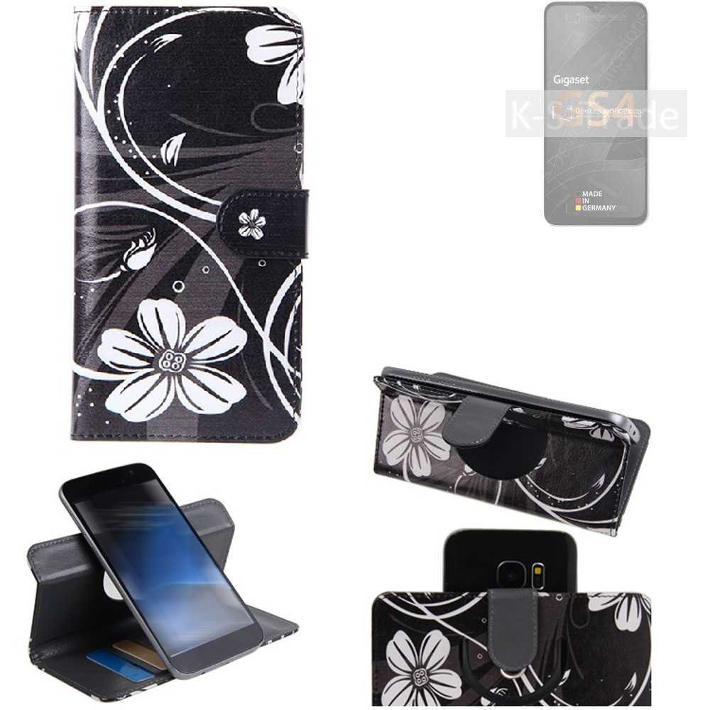 K-S-Trade Handyhülle für Gigaset GS4, Schutzhülle Handyhülle Hülle 360° Wallet Case ''Flowers''