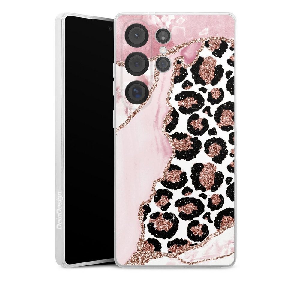 DeinDesign Handyhülle Leopard Glitzer Look Marmor Patterns and Textures Smooth Pink, Samsung Galaxy S25 Ultra Silikon Hülle Bumper Case Handy Schutzhülle