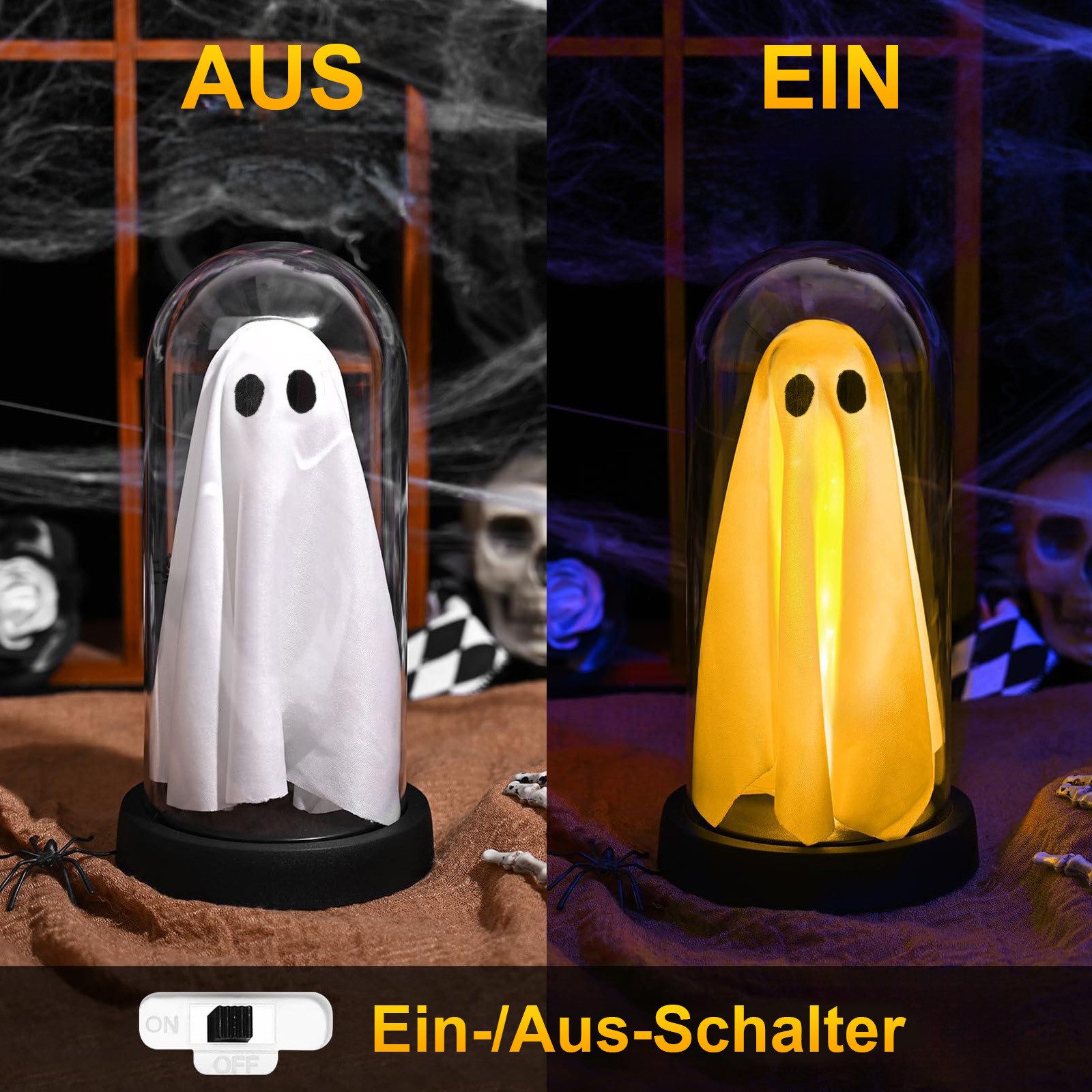 MUPOO LED Nachtlicht Halloween LED Geisterdeko, LED Dekofigur Geist in Glas günstig online kaufen
